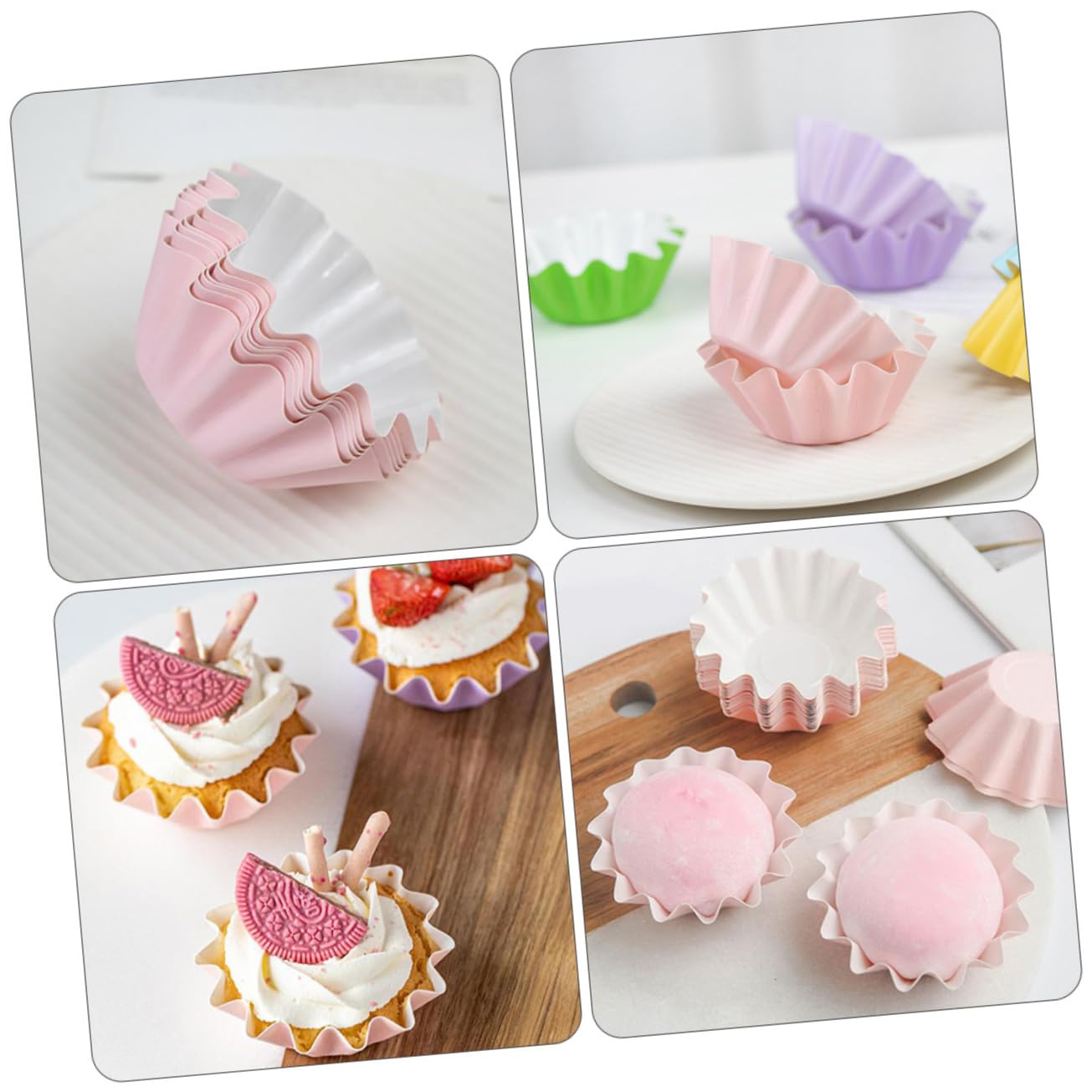 TOPBATHY 150 Pz Portacarte Xuemei Niang Involucri Per Torte Torta Di Muffin Pirottino Per Cupcake Tazza Per Cupcake Portabicchieri Da Dessert Silicone Carta Difficile Coppa Da Dessert Rosa