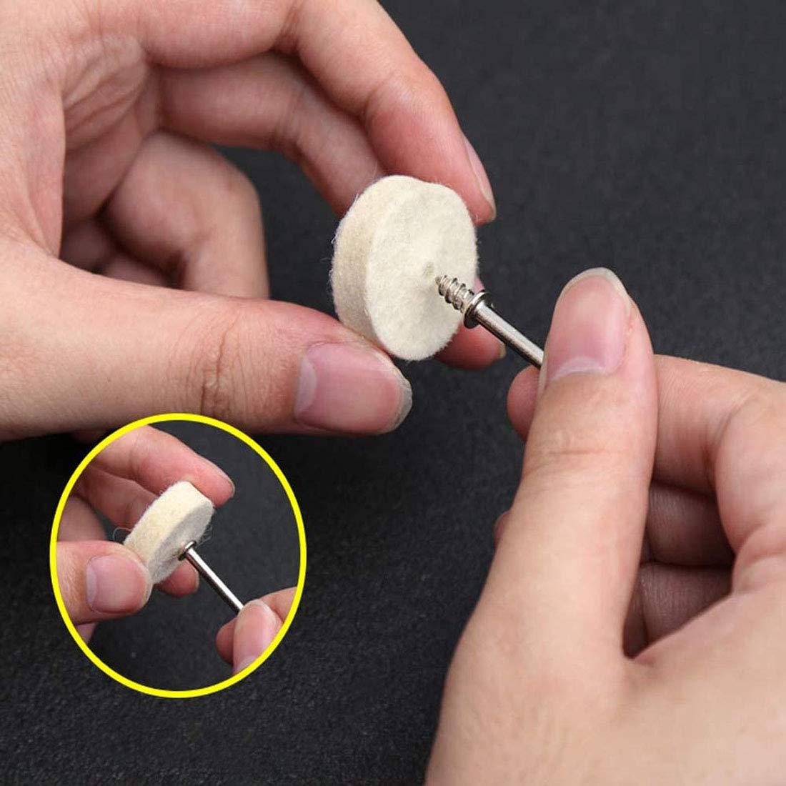 DIY Crafts Pack Of 50 Pcs, Ivory Silver Colour, Wool Felt Polishing Pad & Polishing Wheel, Point & Mandrel Kit for Rot(Pack Of 50 Pcs, Ivory Silver Colour) 1
