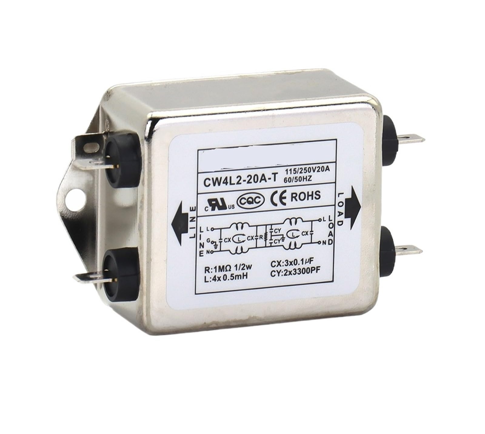 MBPAIHOP CW4L2-20A-T Power Filter Single Phase CW4L2-10A -T CW4L2-6A -T AC 115V / 250V 20A 50/60Hz(CW4L2-T,10A)