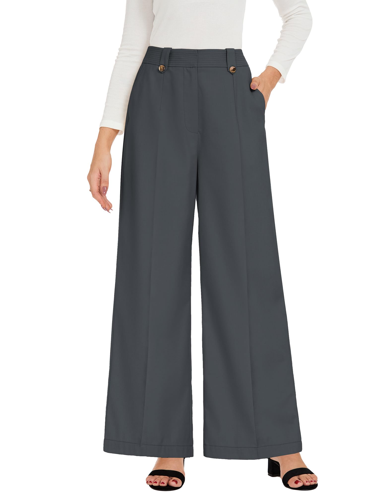 GRACE KARIN Womens Wide Leg Dress Pants 2025 High Waisted Work Trousers Business Casual Long Palazzo with Pockets