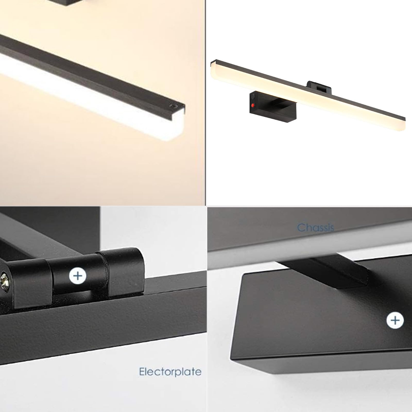 Lampa ścienna LED z przełącznikiem kinkiet ścienny USB zasilana bateriami ściana 3000 K / 4000 K / 6000 K metal e obraz sypialnia łazienka makijaż oprawa oświetleniowa lustro przednia lampa