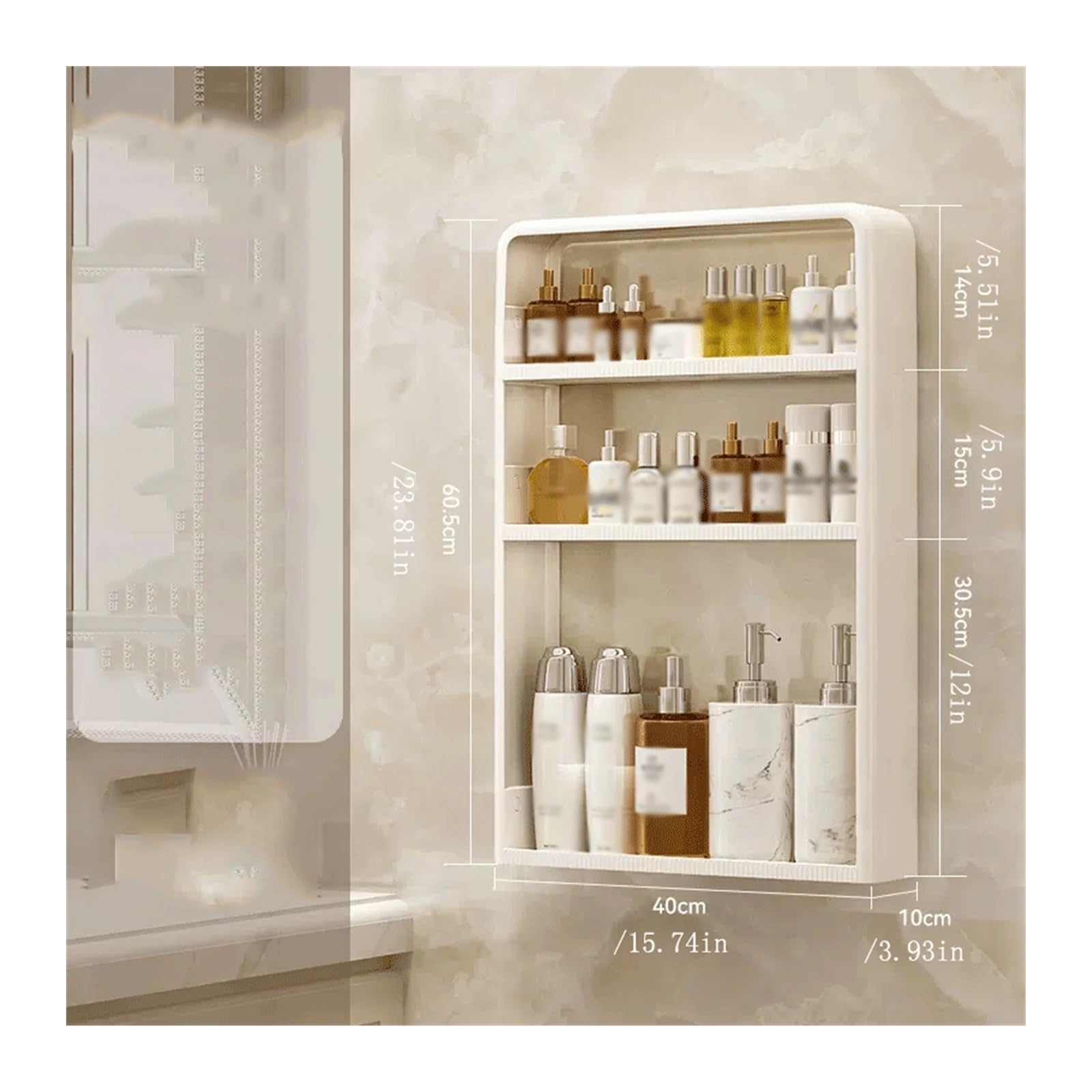 Ripiano per doccia Portaoggetti da bagno in plastica a tre strati montato a parete Organizer