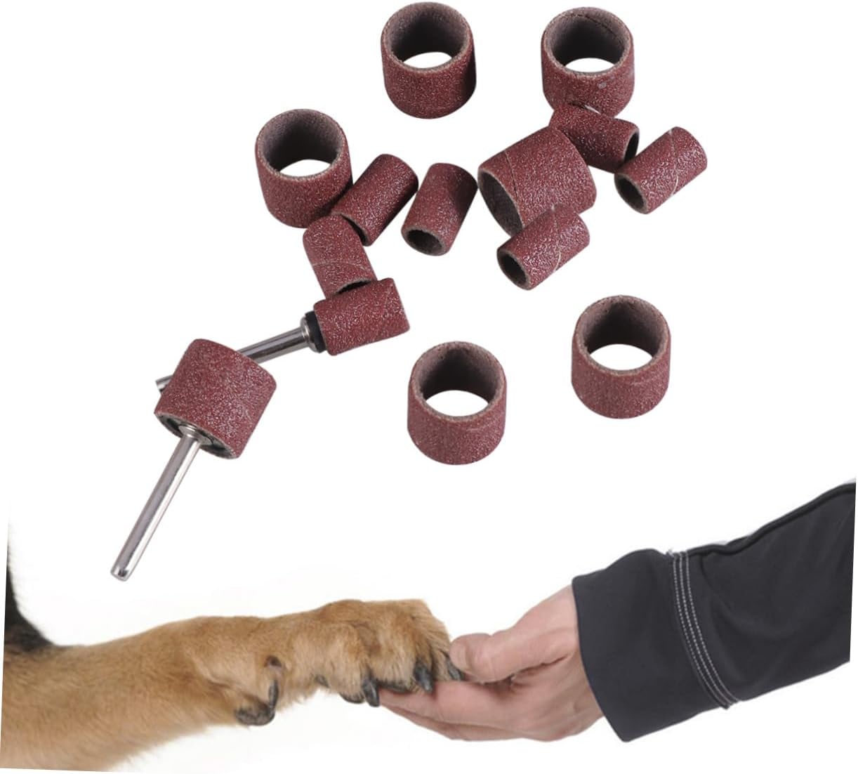 jojofuny 14pc Sanding Drum Bands Kit for Pet Nail Drill Includes Small Large Sanding Sleeves Mandrels for Rotary Tools for Nail Refining and Shaping