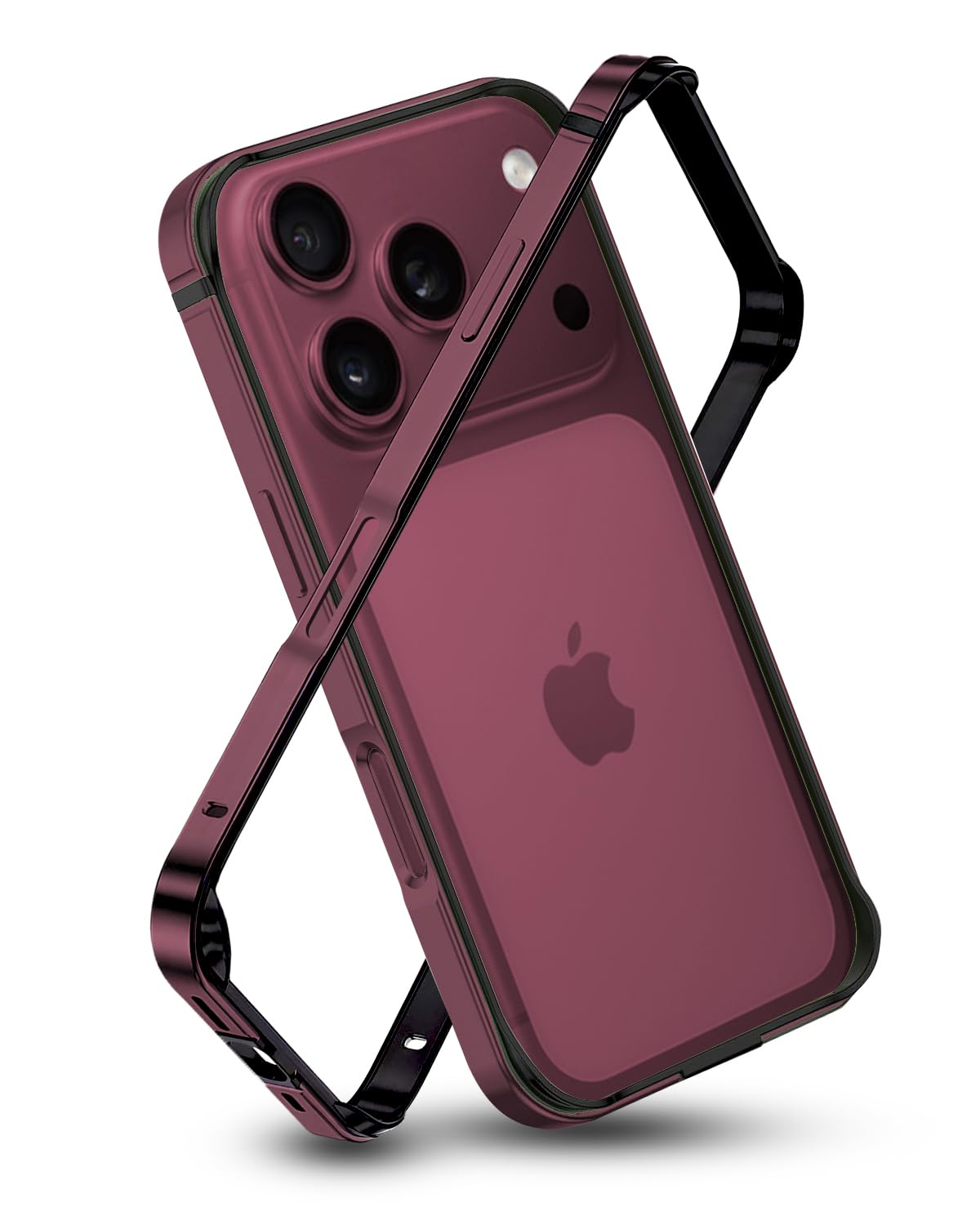 RAEGR Case | Anodized Aluminum Bumper | Compatible with iPhone 18 Pro Max/iPhone 17 Pro Max | Supports Magnetic Wireless Charging | Edge Armor Protective Minimal Case - Burgundy