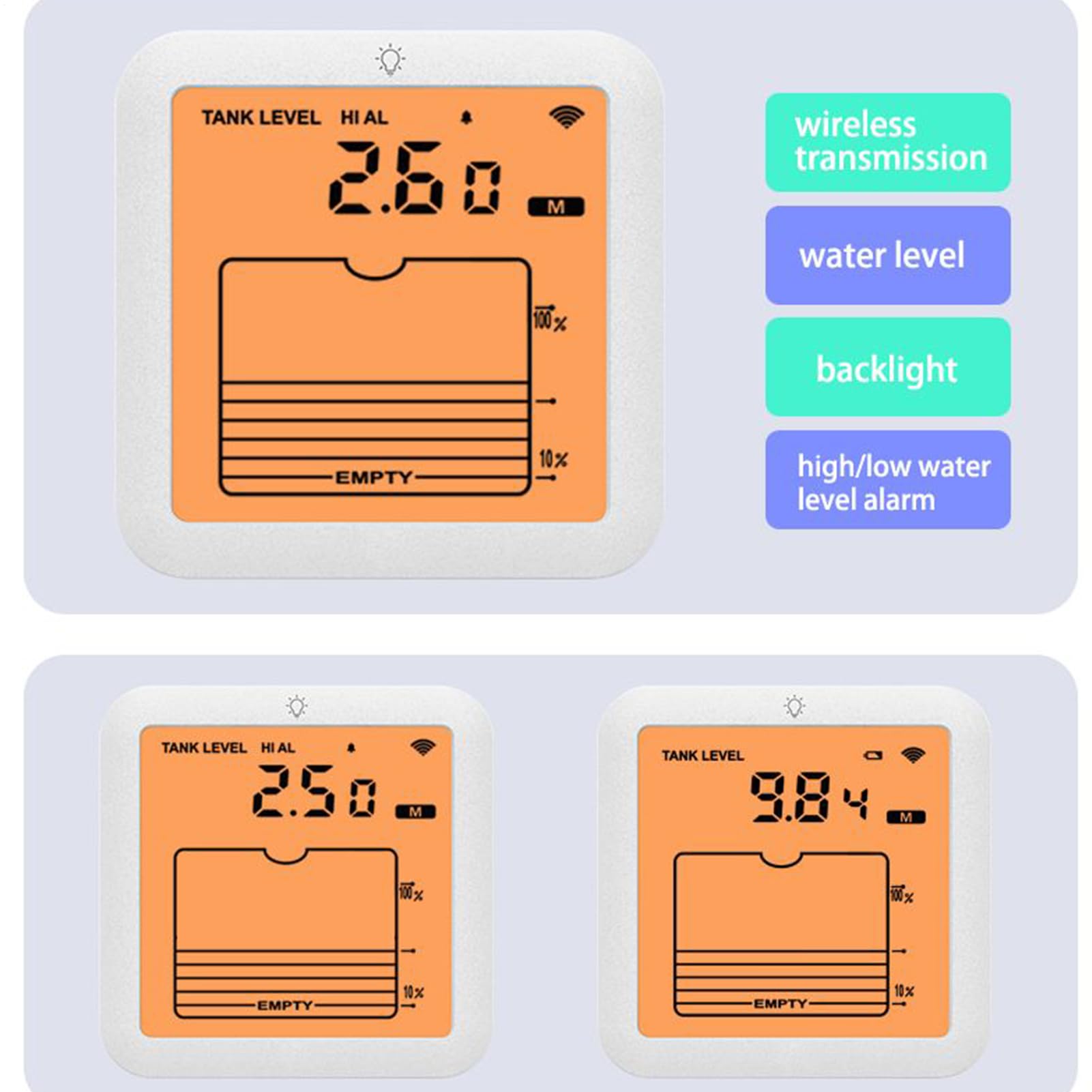 Sensor De Nivel De Agua Para Depósito Pantalla Digital Multifuncional | Indicador De Nivel De Agua Ultrasónico Para Tanques Con Pantalla Digital Medidor Nivel Agua Detector Medición Para Tanques C