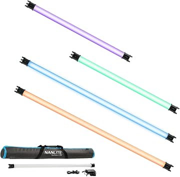 NANLITE PavoTube II RGBWW LED Light Tube, Color RGBWW LED Pixel Tube Photography Handheld LED Video Lighting Wand with AC Chargers, Mounts, and Case Battery Powered PavoTube II 15C 1Kit
