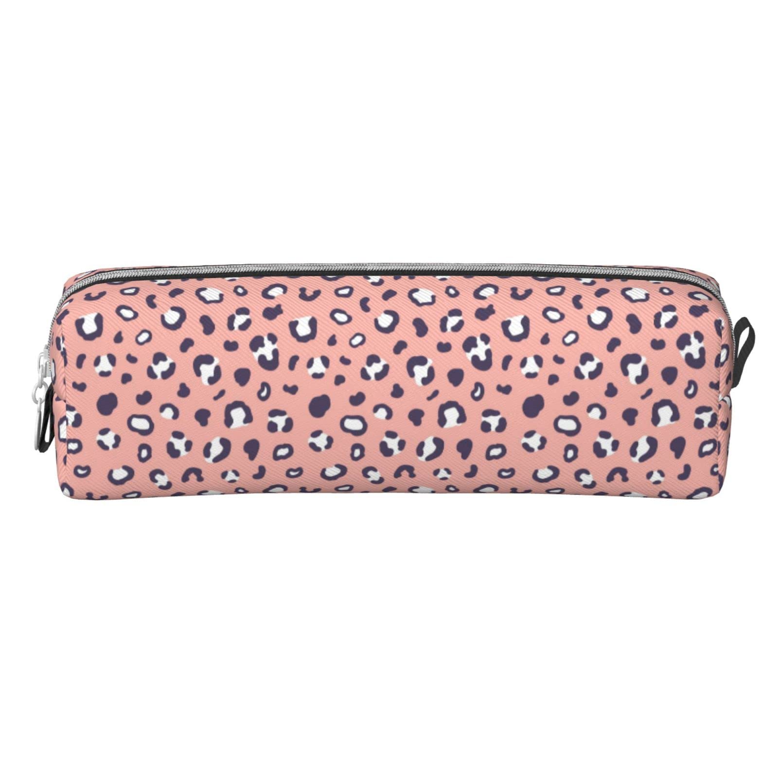 Pink Leopard Pencil Case for Boys Girls Adults Pouch Aesthetic Pen Organizer Bag with Zipper Office Travel Daily