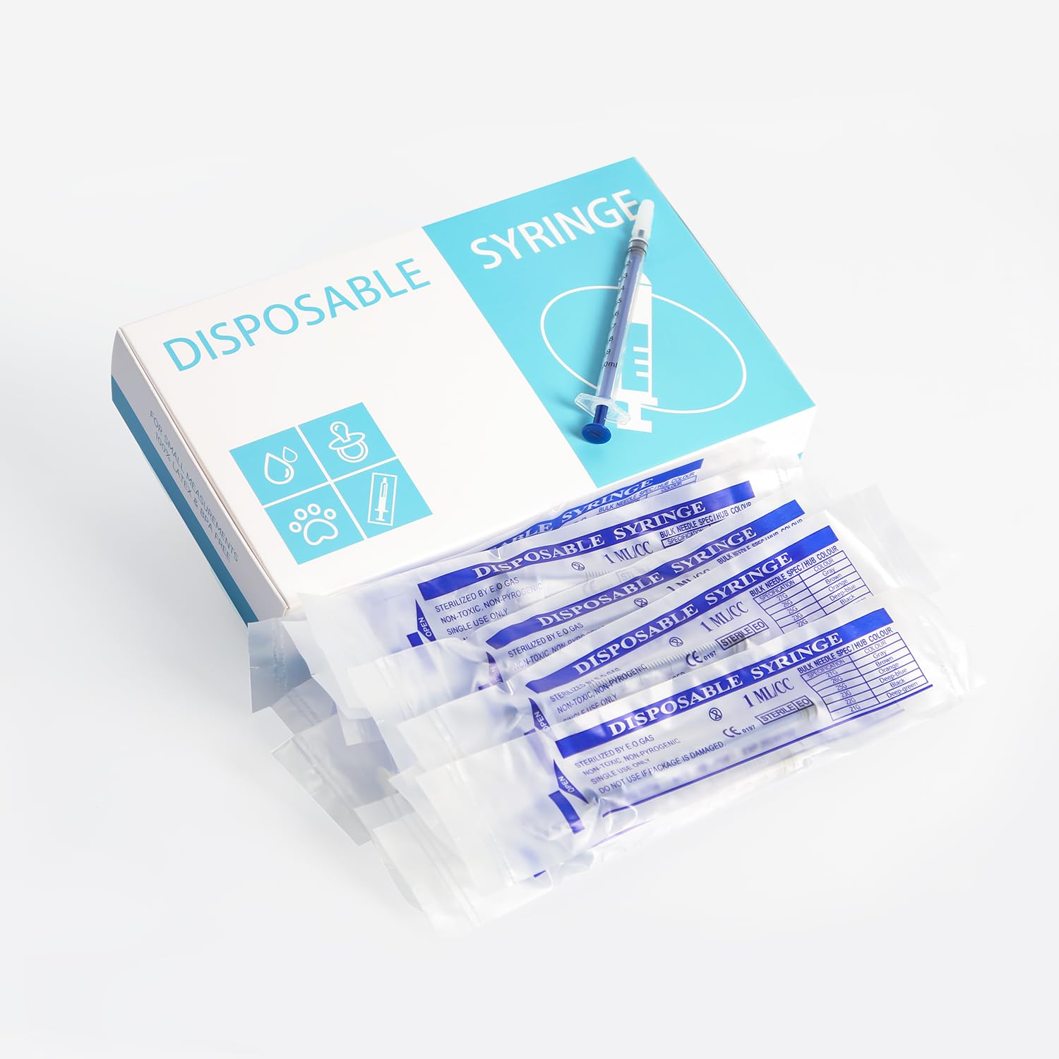 40 Pack 1ml/1cc Oral Syringe with Protective Cap,No Needle,Individually Sealed,for Pets Oral,Refilling,Oil or Glue Applicator,Measuring or Transfering Tiny Amount of Liquids (40)