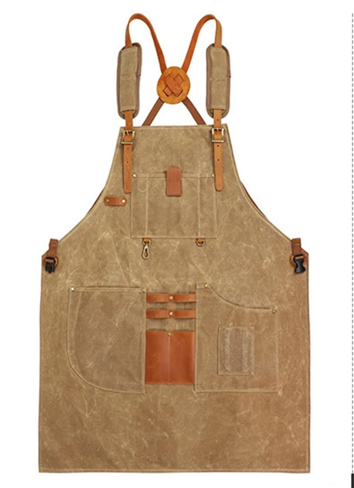 Moda tela di cotone da cucina unisex cucina barista grembiule for donna uomo chef in pelle cameriere bar caffetteria barbecue parrucchiere uniforme(Super Thick canvas-03)