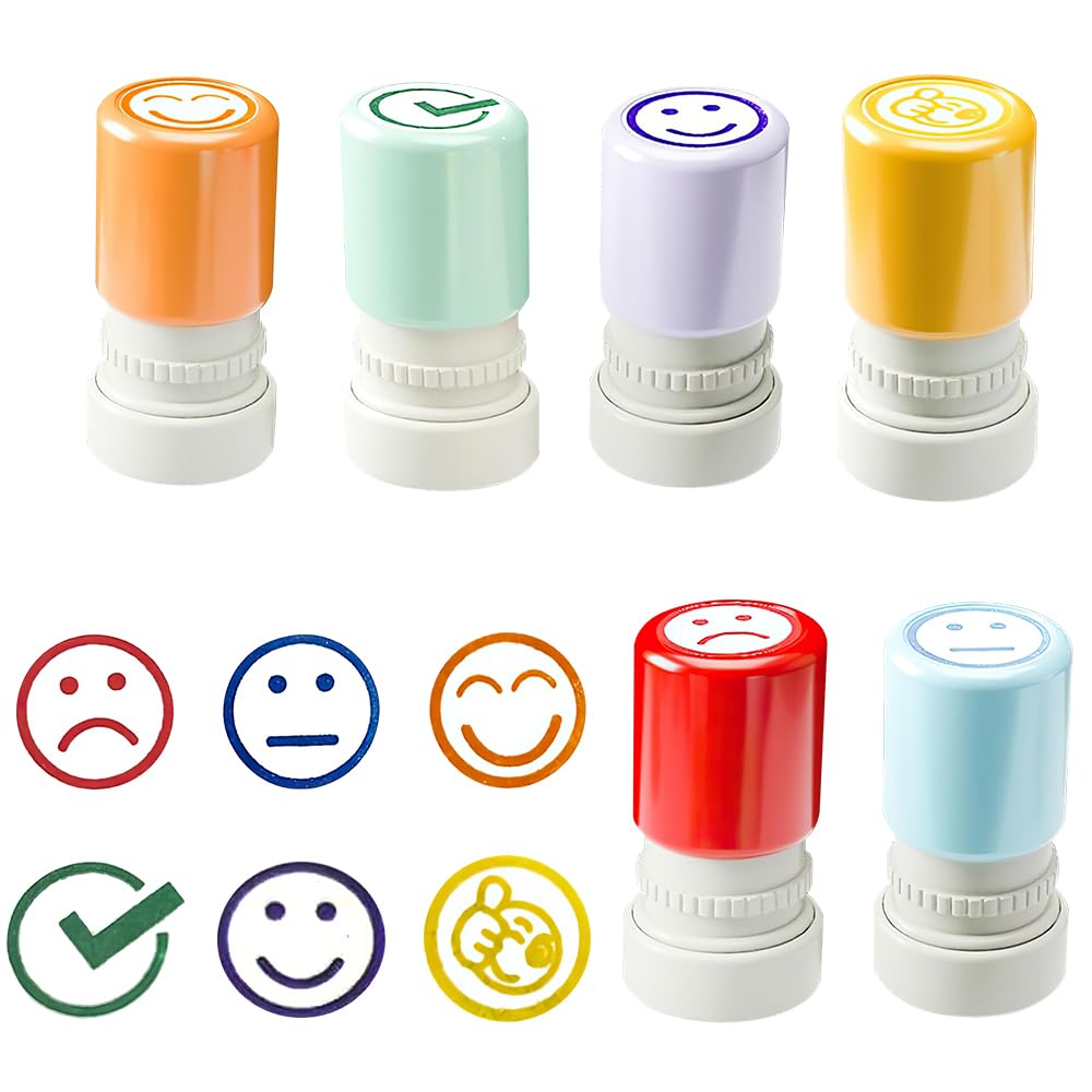 Set 6 Timbri Insegnanti Con Faccine - Timbri Autoinchiostranti Per Scuola E Compiti - Foto 11