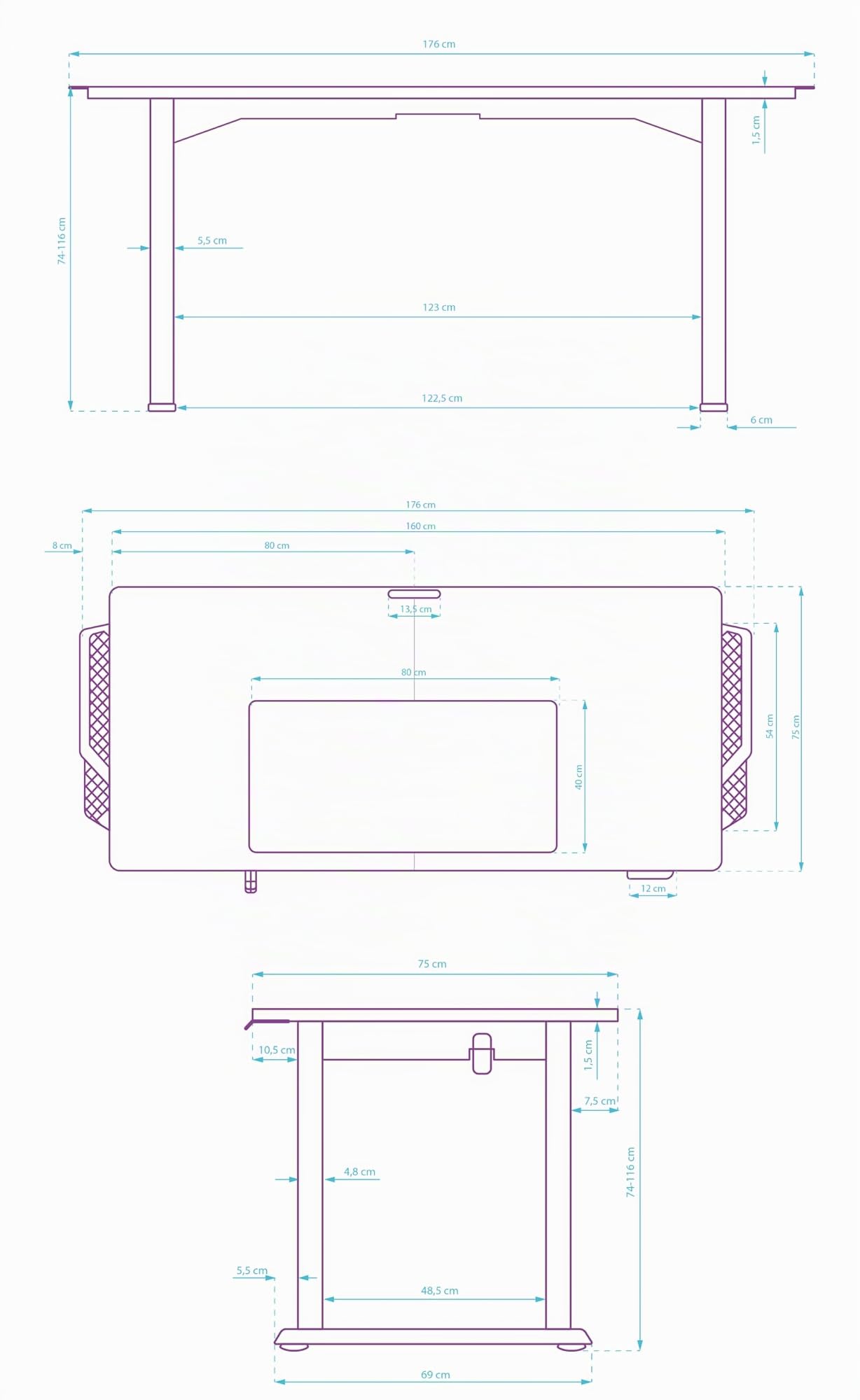 ULTRADESK Uplift V2 Computertisch Gaming Tisch Schreibtisch, Stahlkonstruktion, Platz für DREI Monitore, Elektrische Höheneinstellung, mit RGB-LED, Inklusive Zubehör, 176 x 75 cm, Weiß