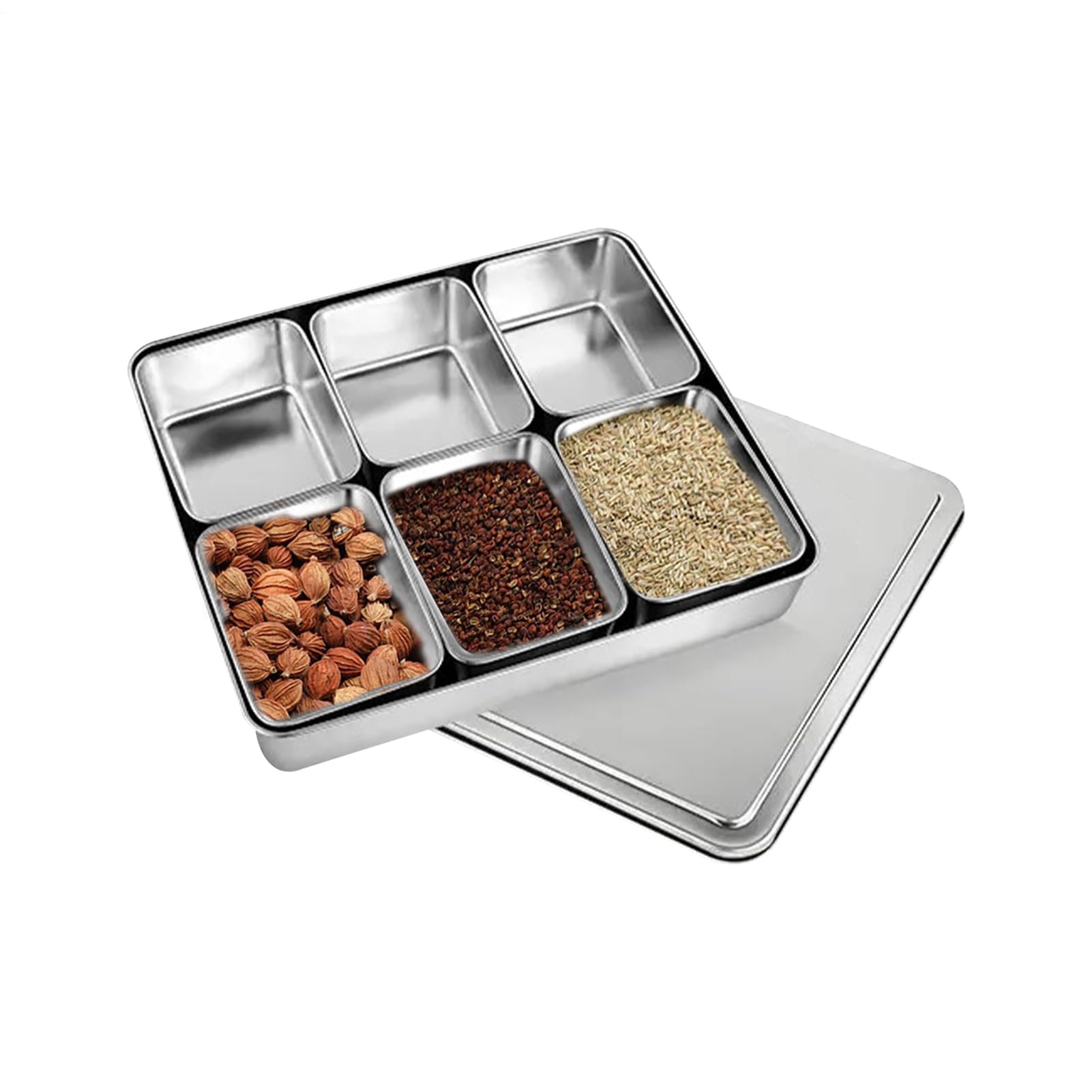 Portaspezie in acciaio - 40 x 2,3 cm, contenitore per spezie multi griglia | contenitore per alimenti condiviso | Utensili per la casa Set di contenitori per aceto in polvere di