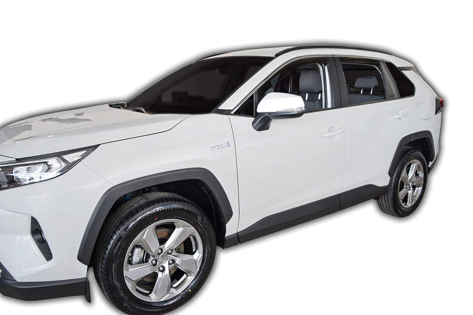J&J AUTOMOTIVE GP Deflettori d'Aria per Toyota RAV 4 2019-2025, Set da 4 Pezzi, Antiturbo Antivento Antipioggia, Anteriore Nero Fumé Oscurato