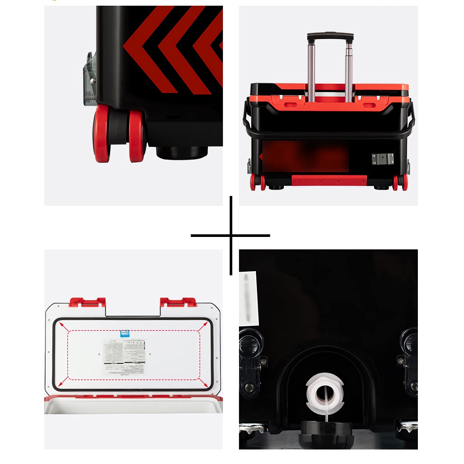Werkzeugkasten, Angelbox, Angelbox, tragbarer Trolley-Koffer mit Rollen, Rückenlehne, anhebbares Bein, kann sitzen, Angeleimer, klein, verdickt, hält frisch, kühler, Angelgerät