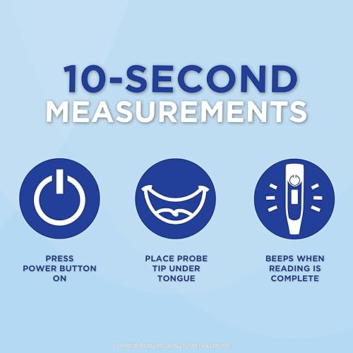 Miniatura 2 de Veridian Healthcare Termómetro digital  Lectura de 10 segundos  Fahrenheit y Celsius  Punta flexible  Alerta de fiebre  1 año de garantía