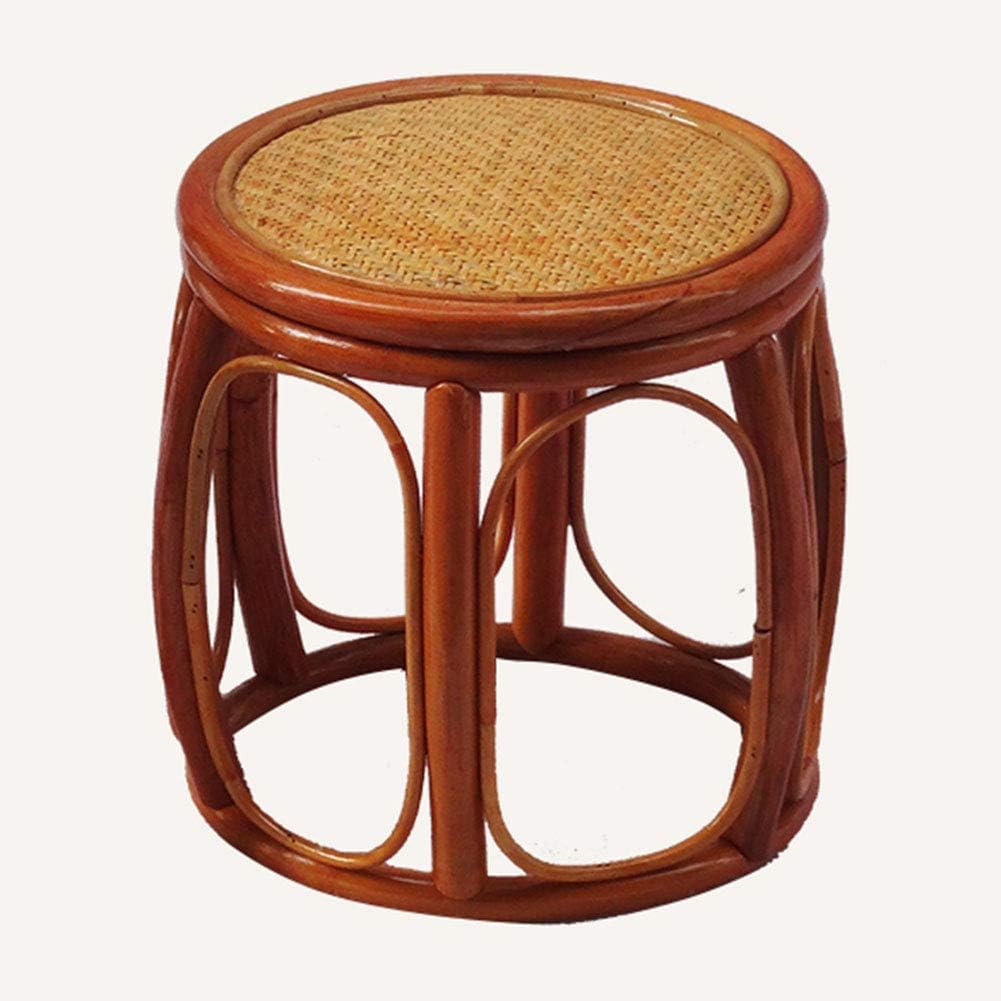 Footstools Creative Indonesian Rattan Woven Stool Change Shoes Stool Short Stool Drink Tea Balcony Leisure Rattan Stool (Color:Dwarf drum-33 * 32cm)