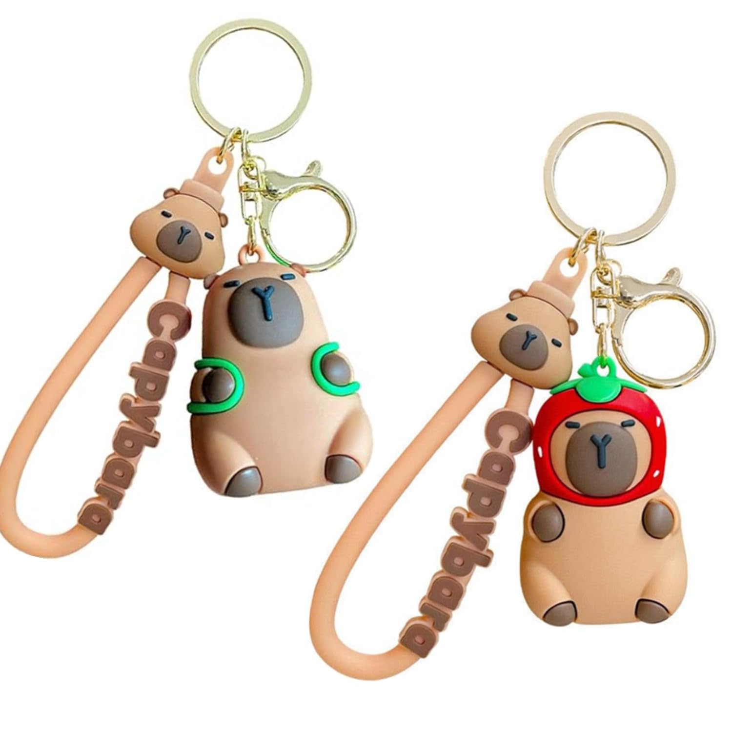ZHjuju Capybara Schlüsselanhänger,2 Stück Süßer Capybara Figur Schlüsselanhänger Lustiger Capybara-Puppen-Schlüsselhalter Niedlicher Capybara-Schlüsselanhänger Tragbarer für Jungen und Mädchen