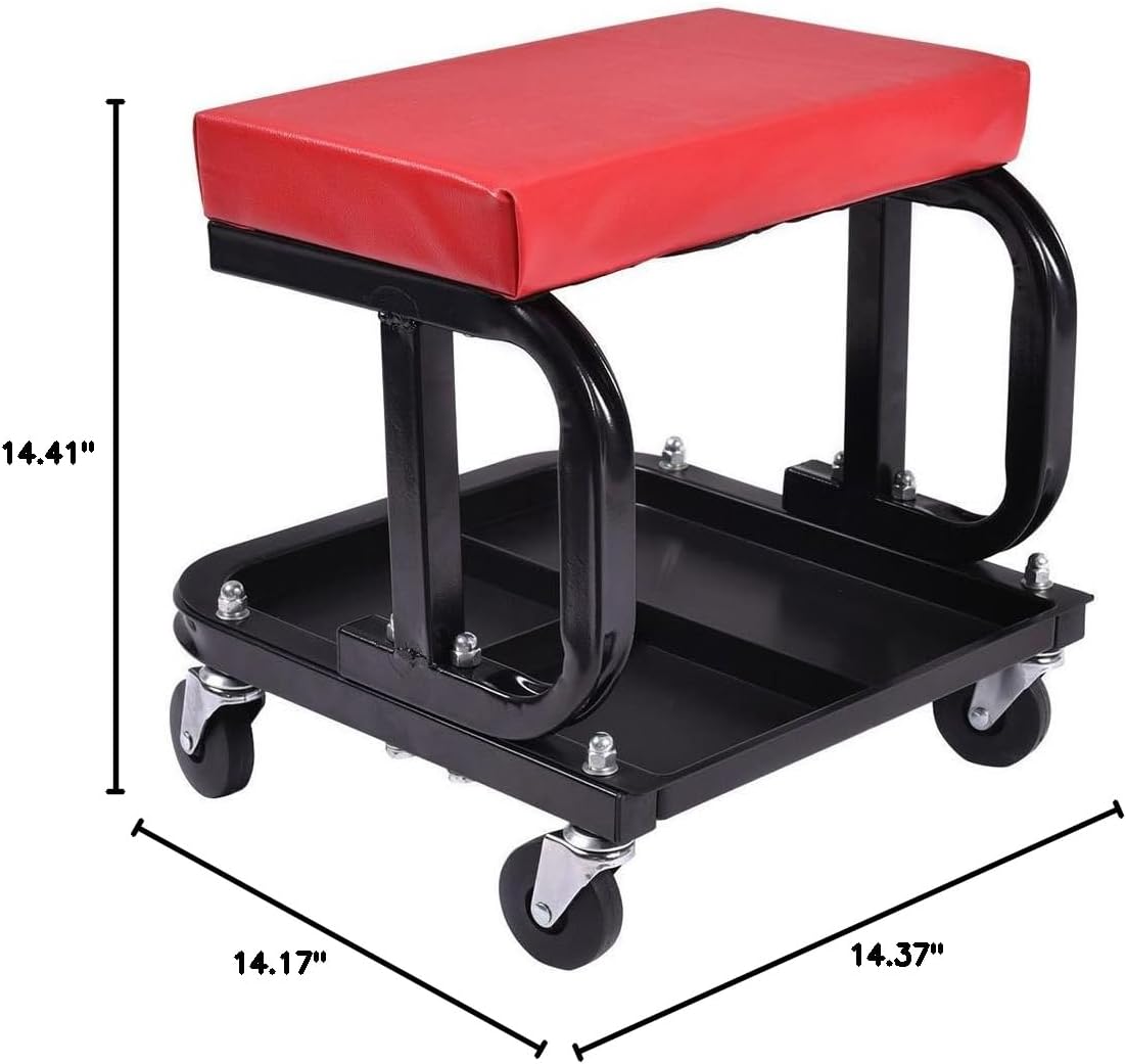Roller Seats Mobile Rolling Seat W/Equipment Tray, Round Garage Workshop Chair,Stool Seat with Tool Tray, Rolling Mechanic Stool Garage Shop Creepers, Garage & Shop Roller Seats & Creepers 36x36x36cm