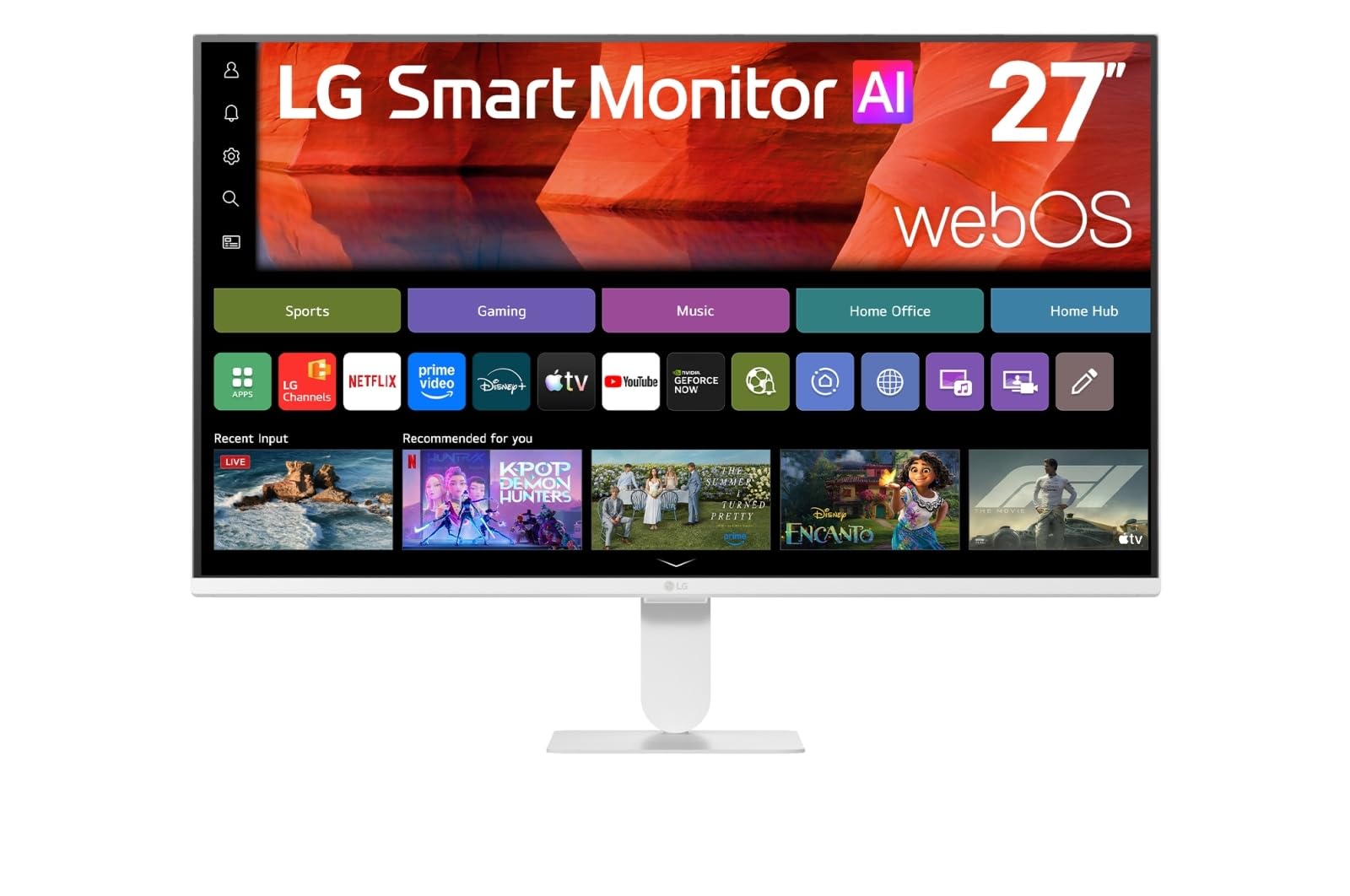 27U511SB-W 27-inch Smart Monitor AI U5s, Full HD IPS Monitor for Streaming with webOS