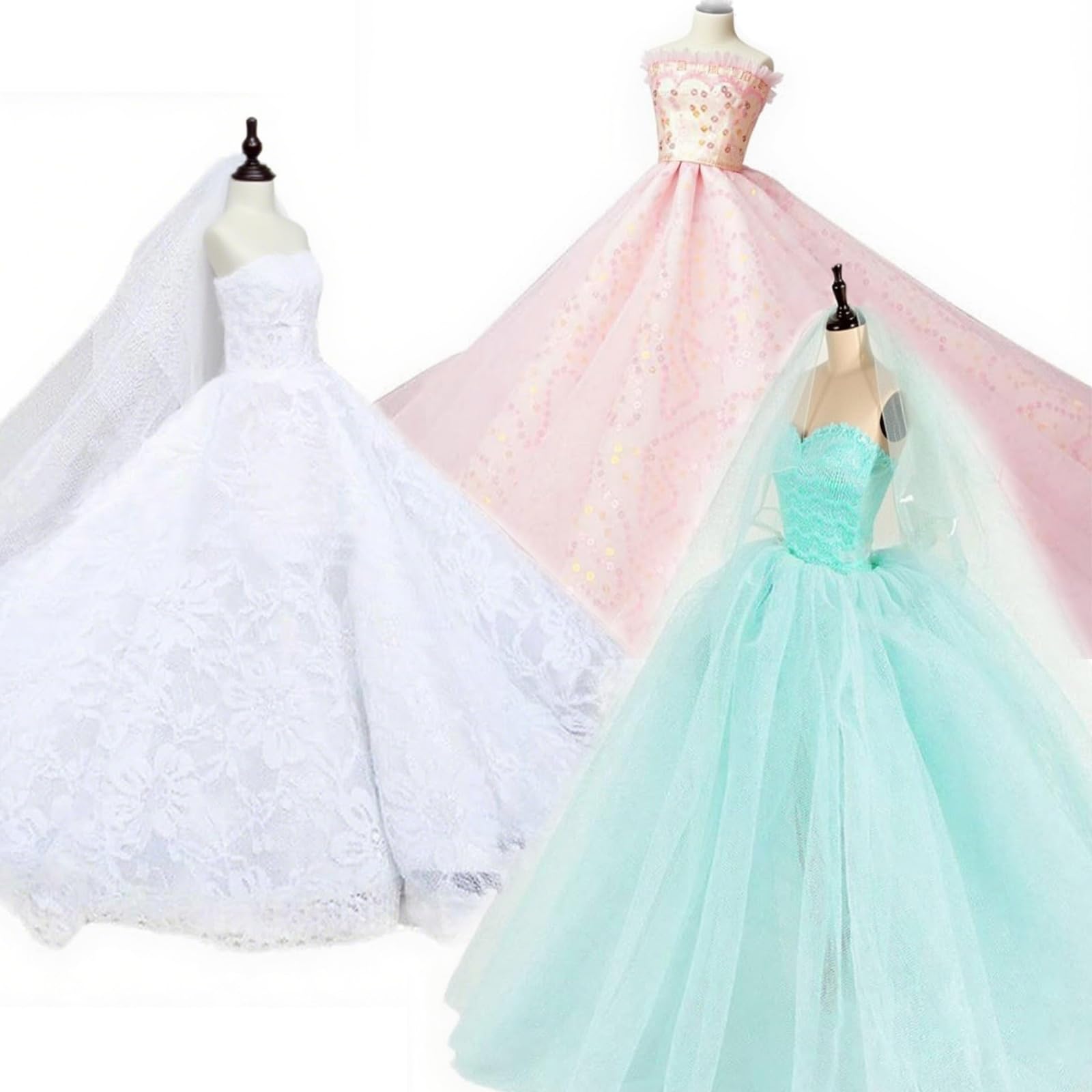 KidsHobby 3 Piece Barbie Dress Set Evening Dress Prom Dress Princess Dress  Clothing with Bridal Veil for Barbie Dolls Christmas Party Gifts (A):  Amazon.de: Home & Kitchen