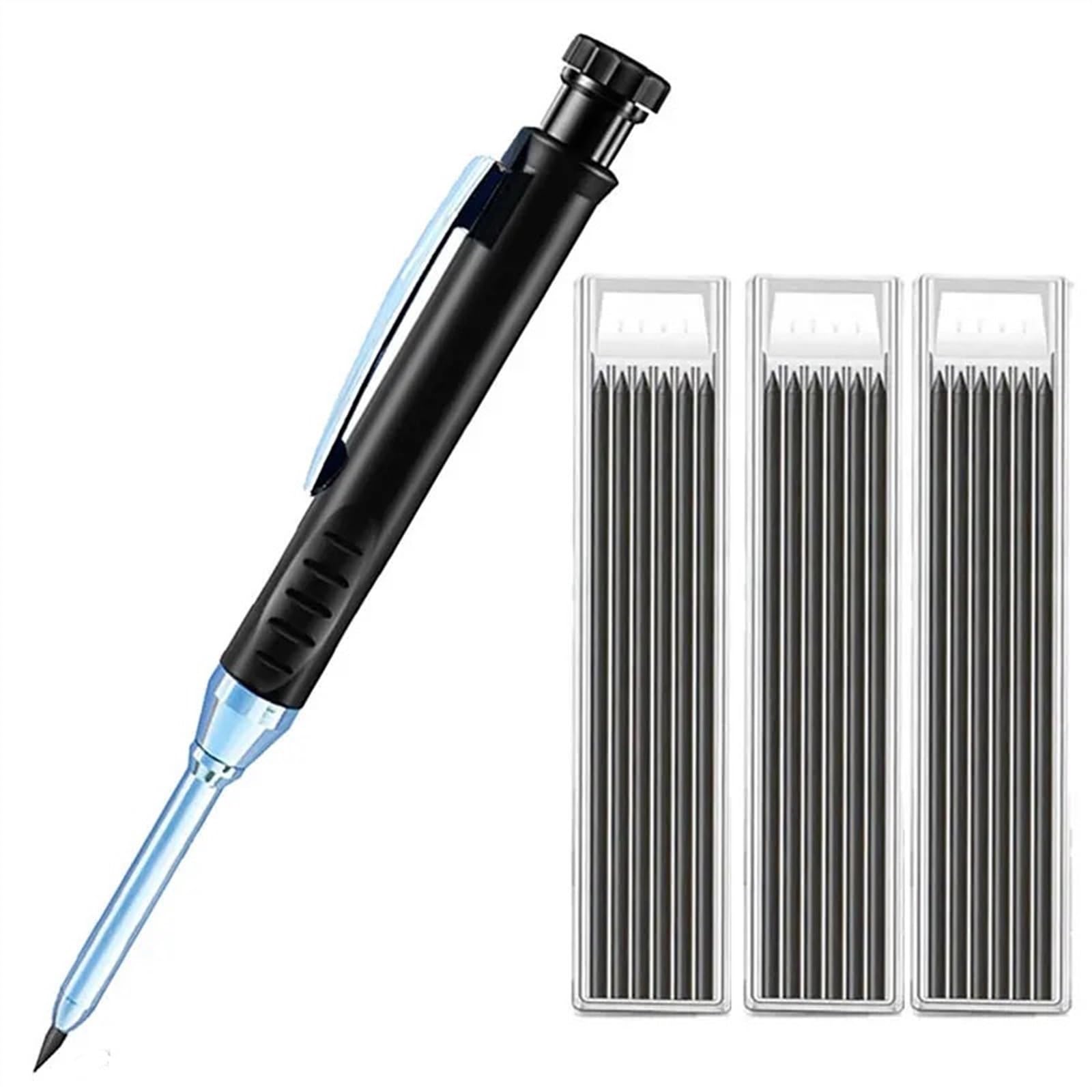 Lápiz Mecánico De Carpintero Sólido De 2,8mm Con Sacapuntas For Construcción De Carpintería Lápiz De Carpintero De Cabeza Larga Suministro De Papelería (Size : 4pcs set-Black D)