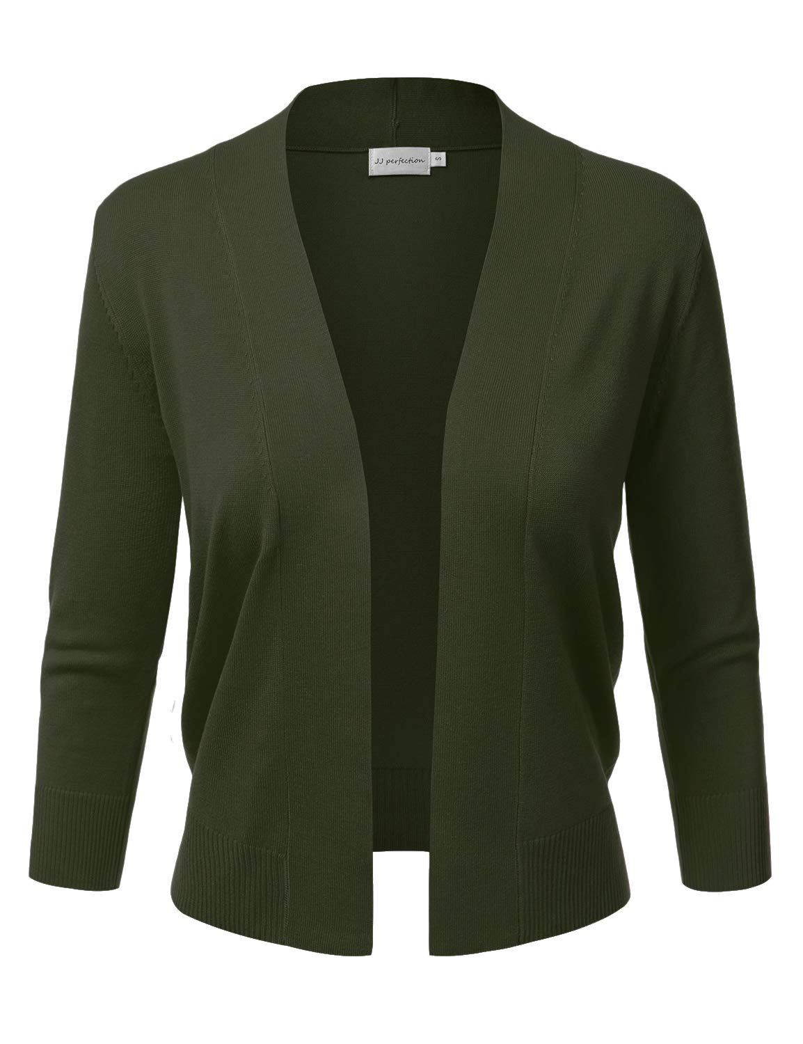 JJ PerfectionWomen's Basic 3/4 Sleeve Open Front Cropped Cardigan with Plus Size