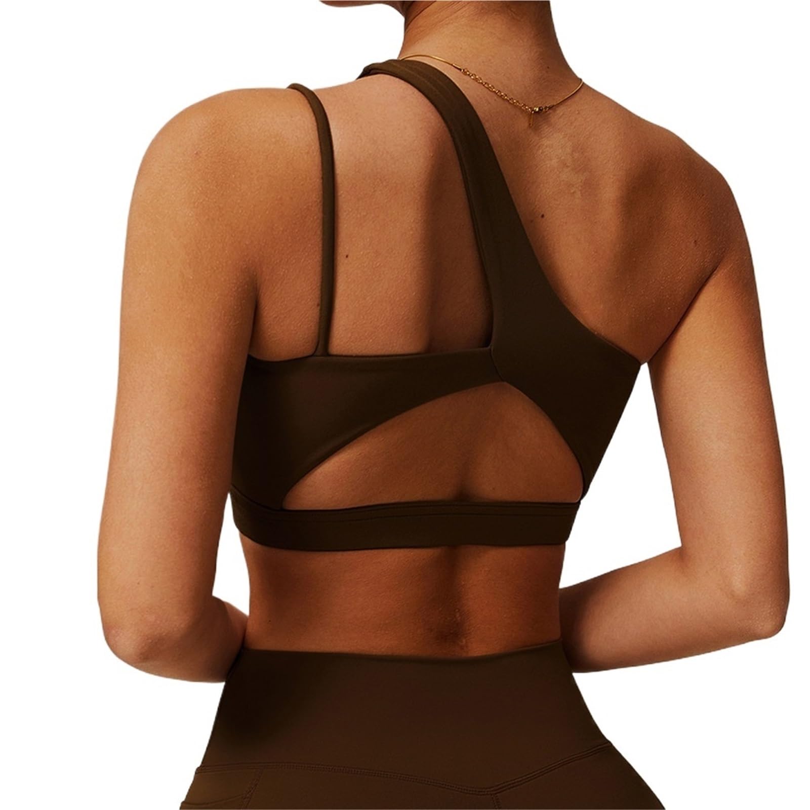 Top Palestra Donna Reggiseno Sportivo da Donna, con Spalline Oblique, for Yoga e Palestra, con Schiena Bellissima.(Brown,L)