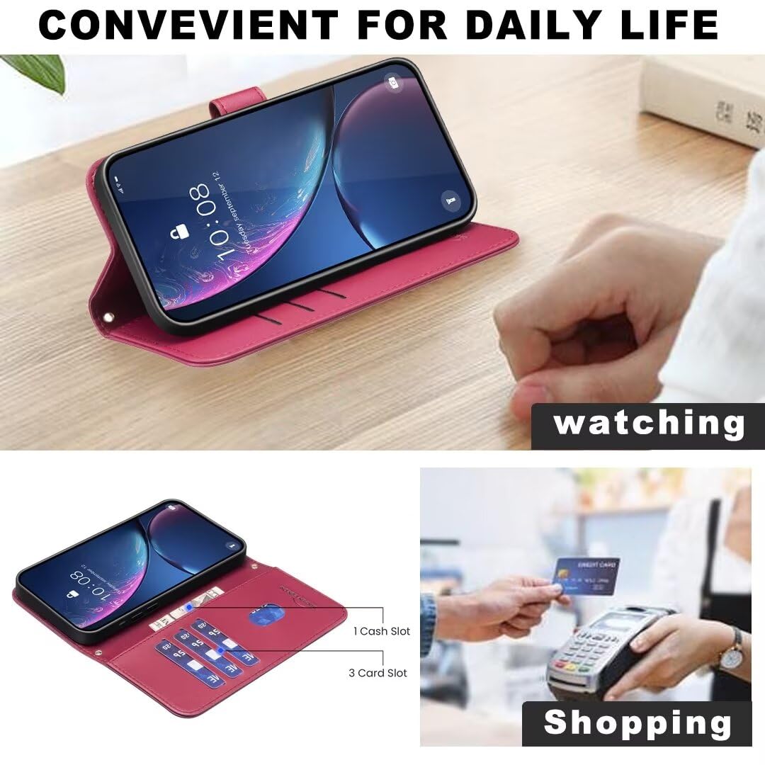 Cover Portafoglio COMAKU Per Xiaomi Redmi Note 13 Pro+ 5G - Custodia A Libro In Pelle PU Con Supporto E Chiusura Magnetica - Rossa - 2