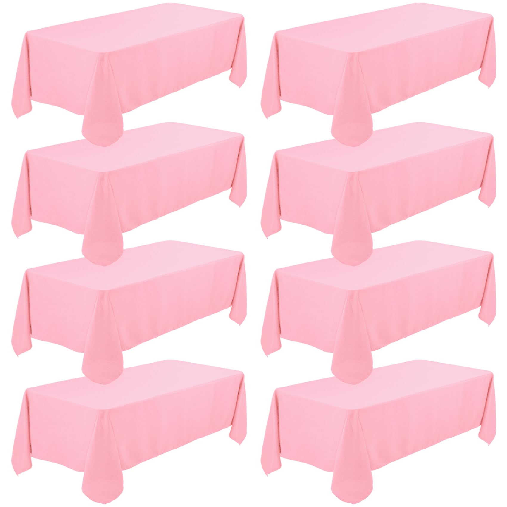 (incomplete, only 7) 8 Pack Premium Pink Tablecloth 60 x 126 Inch, Rectangle Table Clothes for 8 Foot Rectangle Tables Washable Polyester Fabric Table Covers for Wedding Party Reception Banquet Buffet