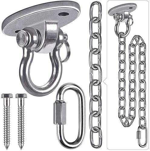 Besthouse Hanging Kits Quincaillerie de Chaise de hamac, Cintre de balançoire Robuste et chaîne de 1m pour Les Sacs de Frappe de de Suspendue de Terrain de Jeu extérieur intérieur, 2 Les vis à Bois Cover