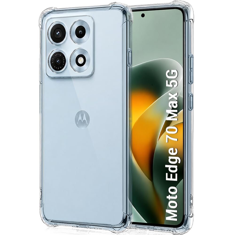 TheGiftKart Transparent Crystal Clear Back Cover Case for Motorola Moto Edge 70 Max 5G | Shockproof Soft TPU Case | Cushioned Edges for Ultimate Protection Back Cover Case (TPU, Transparent)