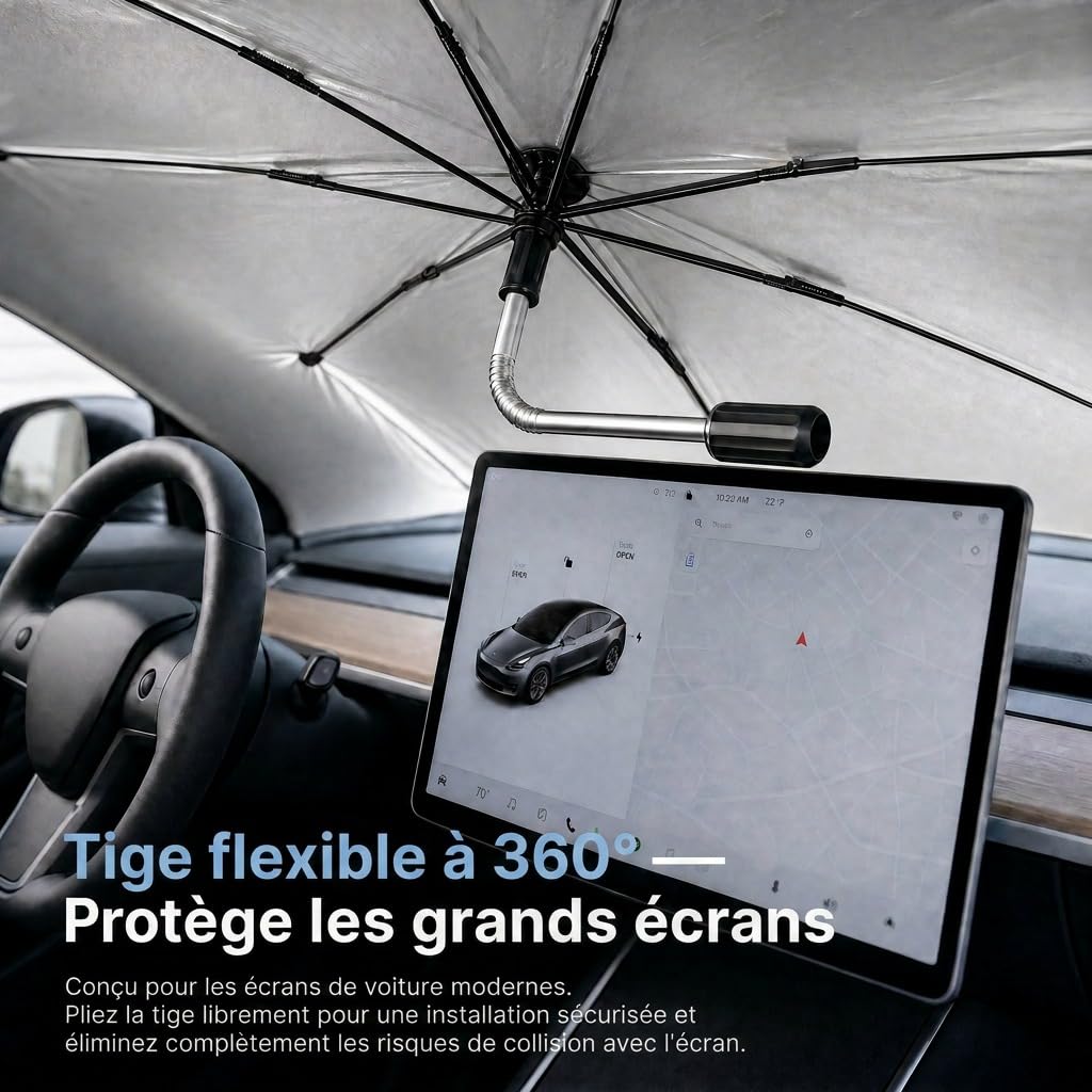 Parasol de Voiture 145 x 85cm avec Découpe en V | pour Voitures UE & SUV, Parapluie Pare-Brise avec Manche Flexible 360°, Anti-UV 3 Couches sans Odeur (Rose Cerisier, L~L)