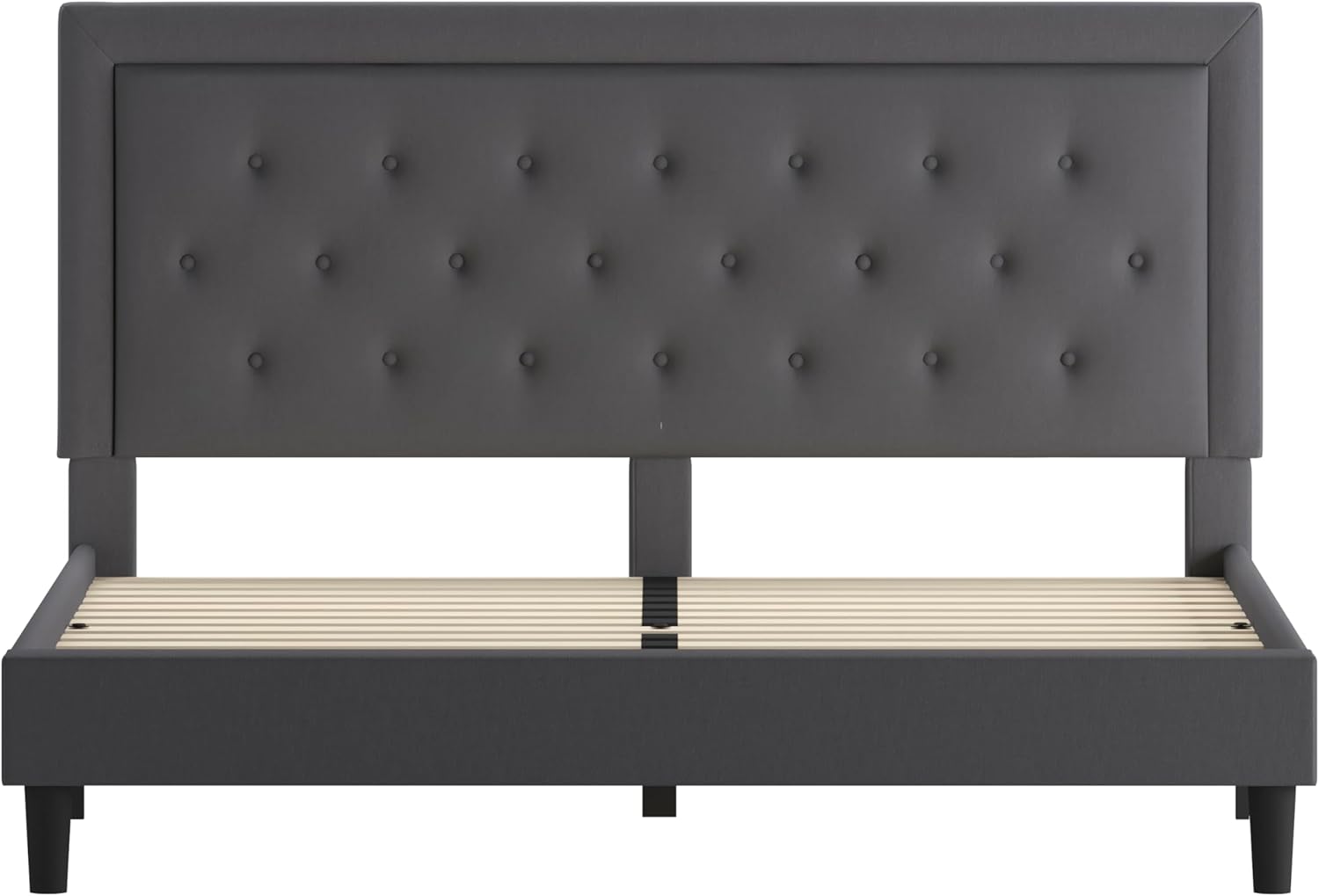 Flash Furniture Roxbury King Size Tufted Upholstered Platform Bed in Dark Gray Fabric