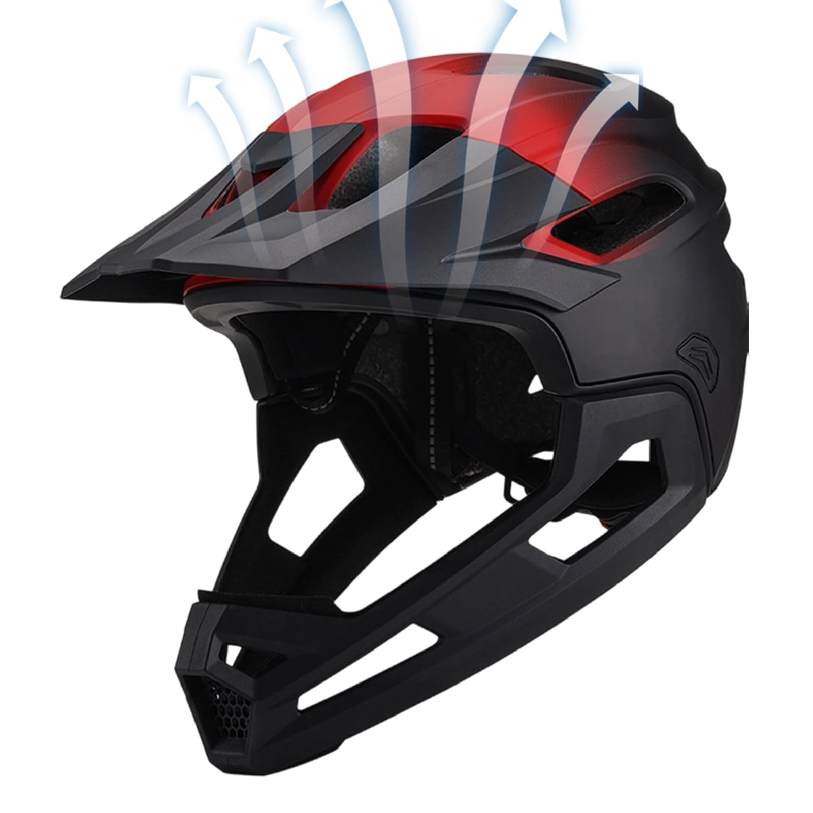 Casco De Bicicleta: Mentonera, Casco Integral | Carcasa Rígida De Ajuste Ajustable, Protector De Barbilla Desmontable, Cara Completa, Estructura Transpirable A Prueba De Golpes | Equipo De Protección