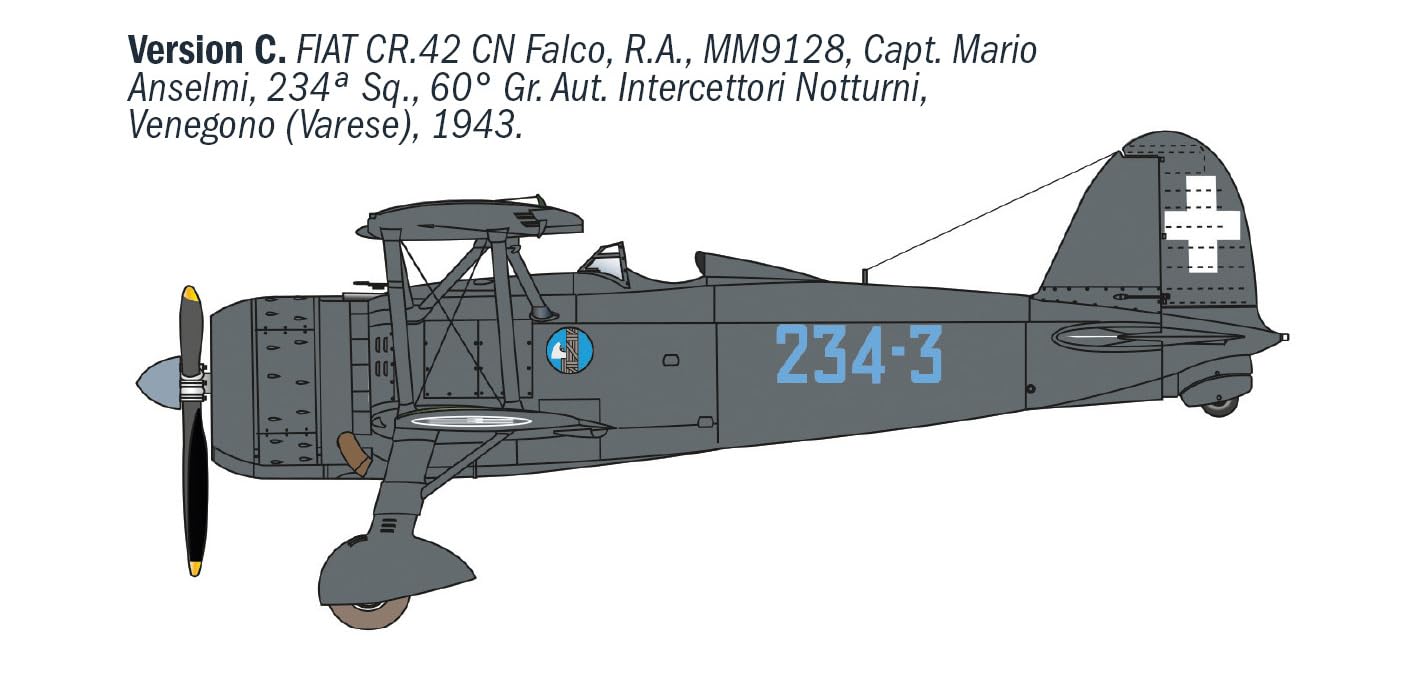 ITALERI - Maquette Avion Fiat Cr.42 Cn "falco" Night Fighter |italeri|1485| 1:72 Maquette Char Promo