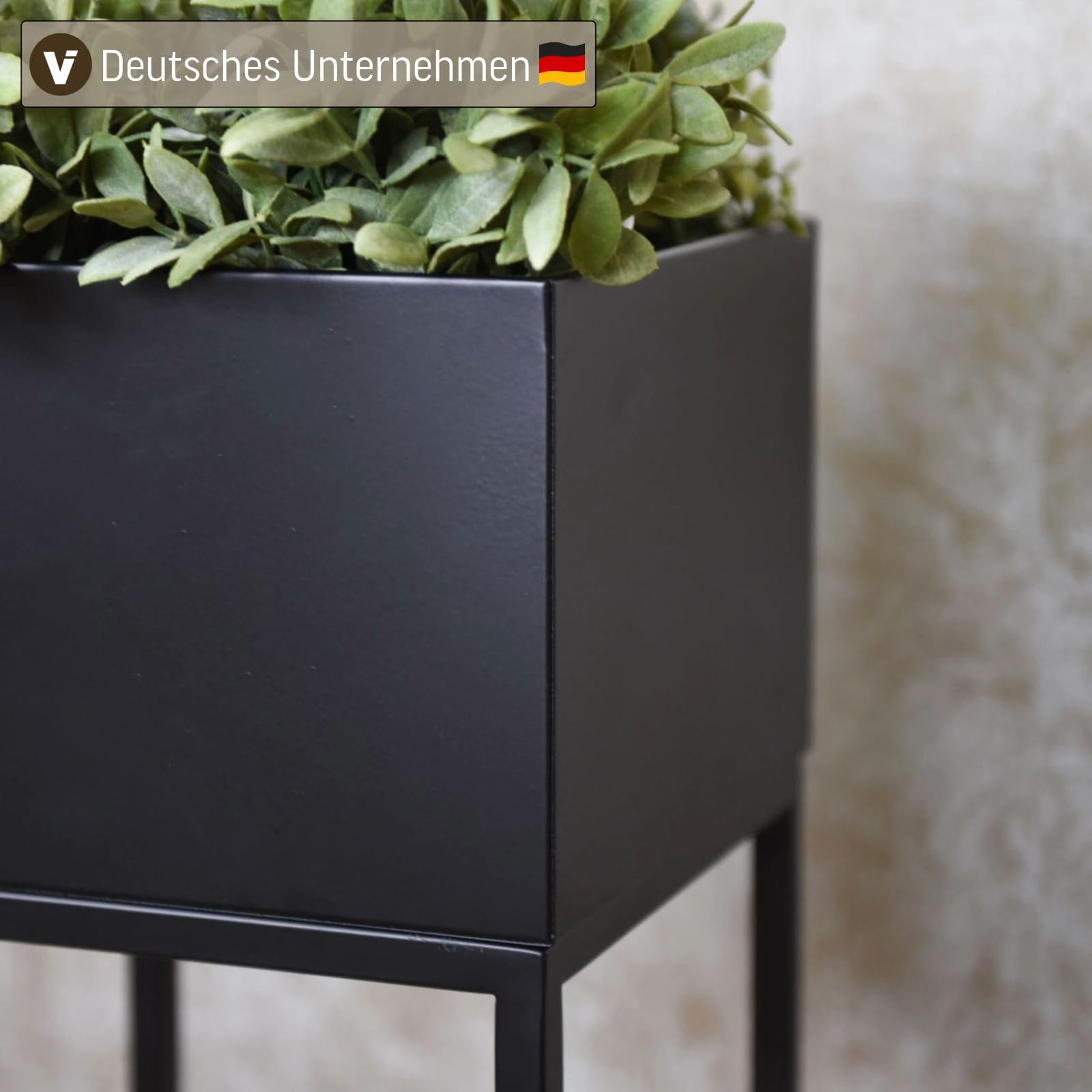 VIVANNO Blumentopf auf Ständer Elevate Square 79 cm, Metall Schwarz
