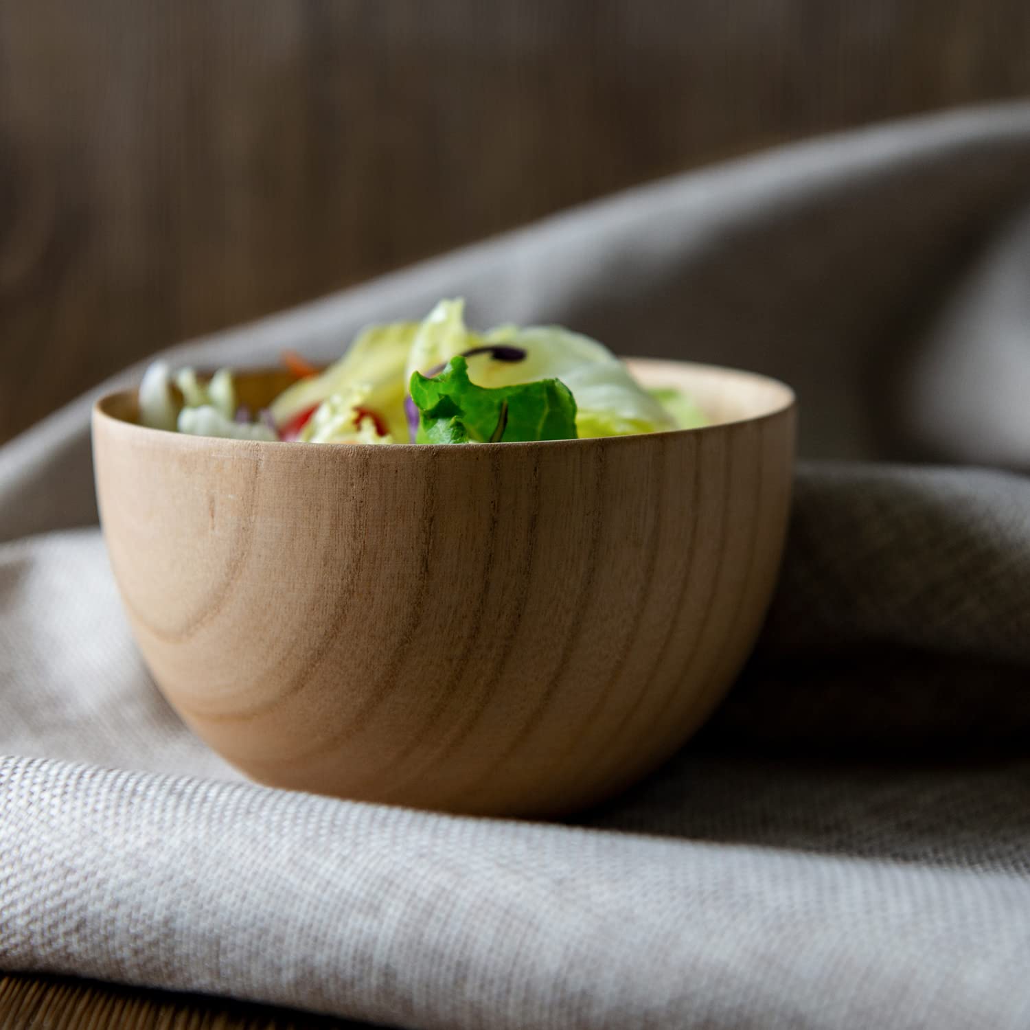 TANFEI Set di 5 ciotole di legno fatte a mano, per cereali in legno, zuppa di miso di riso in legno, stile mongolo e tibetano intagliato per la cucina domestica