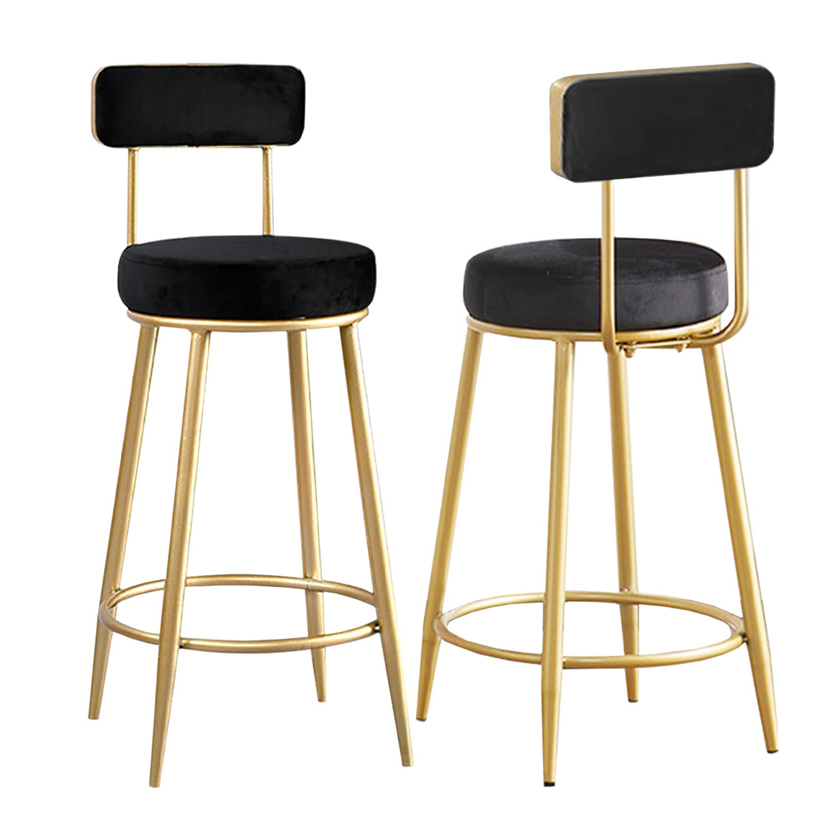 Kiztir Set Di 4 Sgabelli Da Bar In Velluto Beige E Oro, Regolabili In Altezza Con Schienale E Poggiapiedi