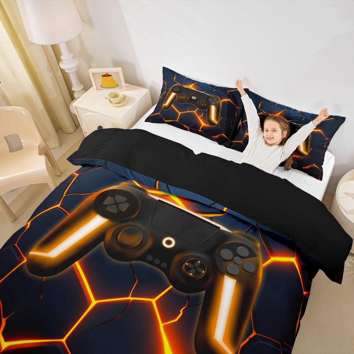 Homewish Boys Gaming Single Bedding Sets Kids Gamer Duvet Cover Game Room Decor - Image 4