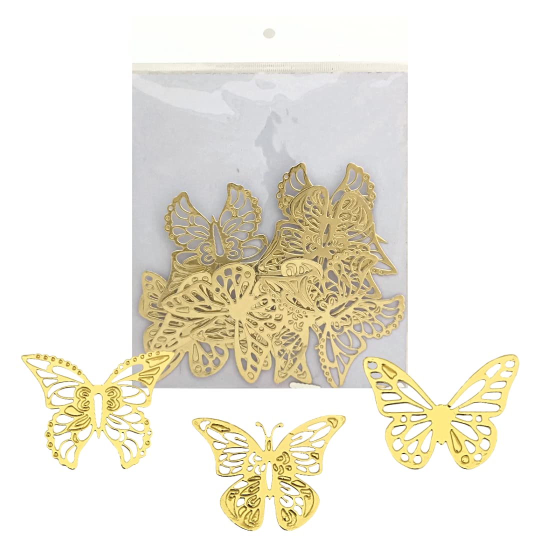 HUSAINI MART 10 pcs Golden Butterfly Paper Topper For Cake Desert Brownie Cupcake Decoration food preparation