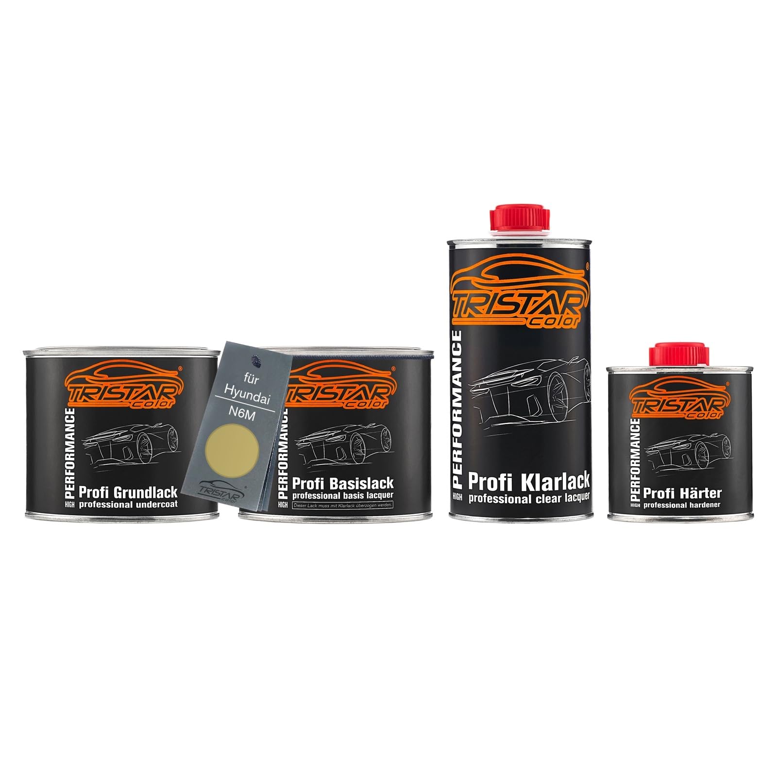 TRISTARcolor Vernice per auto Barattoli per Hyundai N6M Lucid Lime M. 1,75L | Lucid Lime Metallic, Kit vernice di fondo + base + trasparente 2K + indurente, pronto all'uso