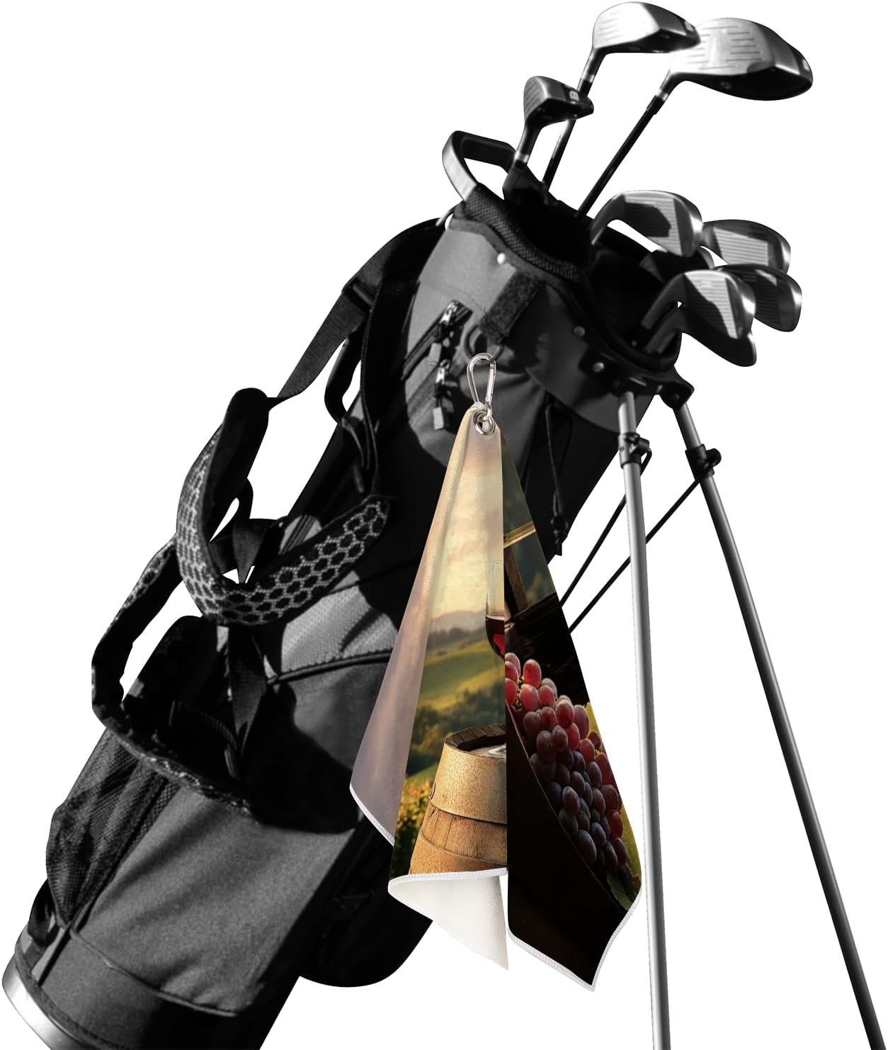 Wine Field Pattern Golf Towel for Golf Bags with Clip 15 x 24 in Golf Sports Towel Absorbent Quick Drying Microfiber Golf Towels for Men Women