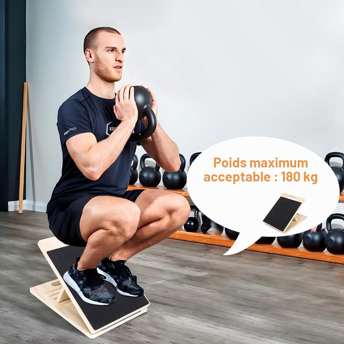Planche Inclinée Professionnelle en Bois,40x30x4cm Réglable Slant Board | Portable Planche d'équilibre et étirement du Mollet, pour la Maison, le Gymnase et l'extérieur