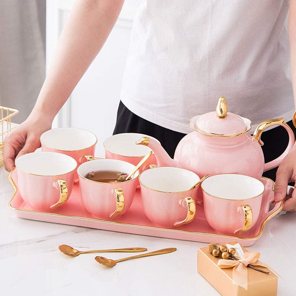 Zestawy Do Herbaty 14 sztuk ceramiczny zestaw do parzenia kawy i herbaty europejski styl Phnom Penh kubek garnek taca zestaw filiżanek do domu przybory kuchenne Drinkware Zestaw Filiżanek Do Kawy I He