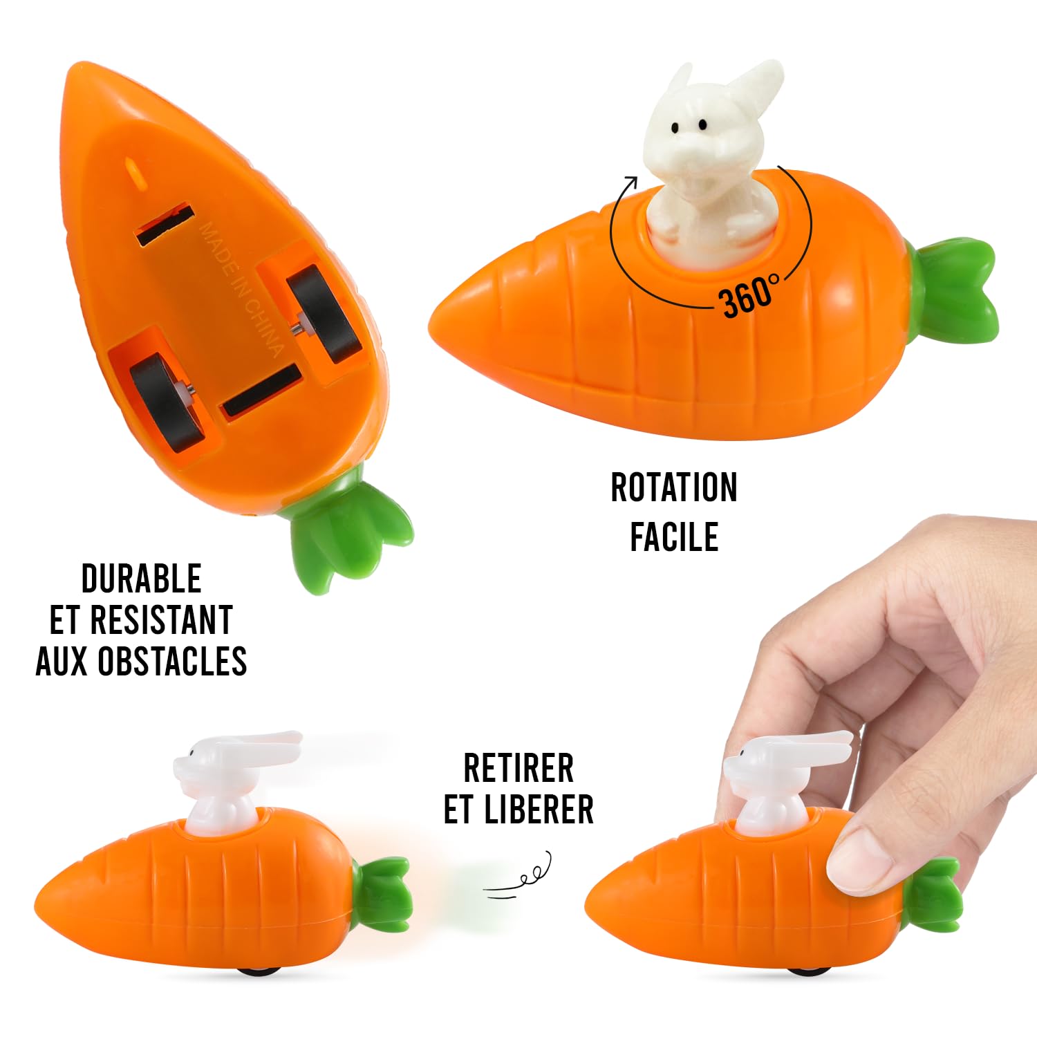 Festicy Lapin de Paques a remonter, Carottes, 6 pièces I Jouets de Course I pour Paques Enfant I Decoration Paques 2026 I Cadeau Paques Enfant I Cadeau Paques Bebe I Jouets Paques I Jouet Bebe 1 an