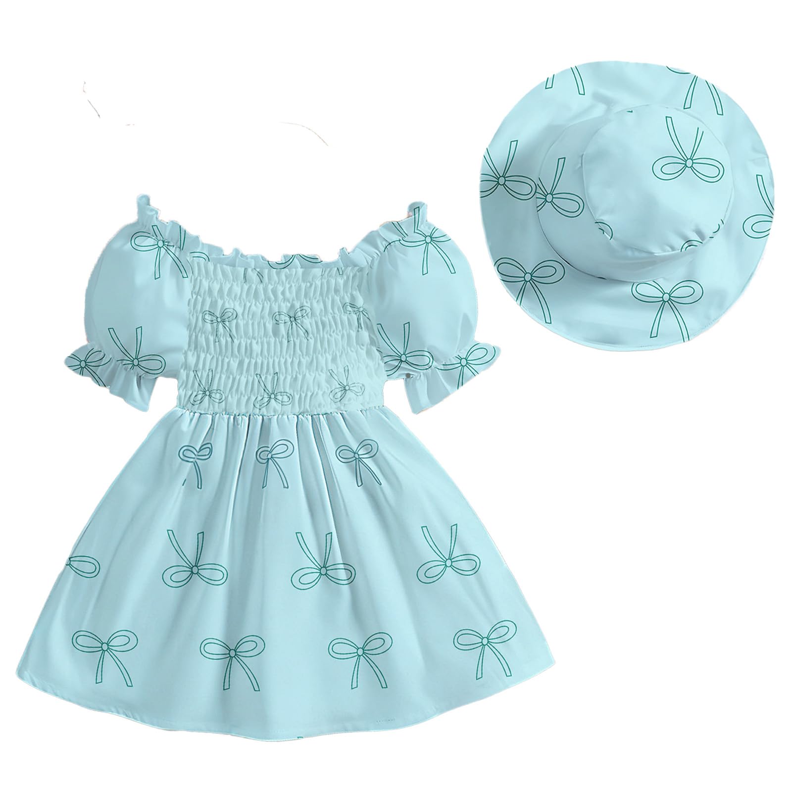 Bebé Niña Elegante Vestido Manga Corta Infantil Flor Imprimir Sombrero a Juego Conjunto Vestidos de Playa Verano 3 Meses-3 Años — view 11