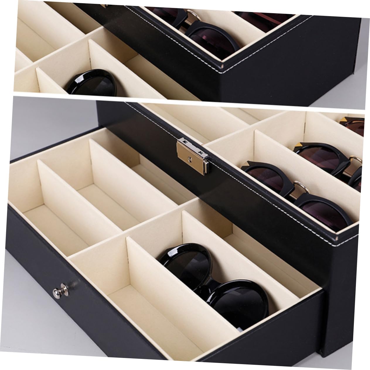 COLLBATH Estuche para Gafas De Doble Organizador De Gafas con Compartimentos Caja para Guardar Hogar Tienda o Comercial