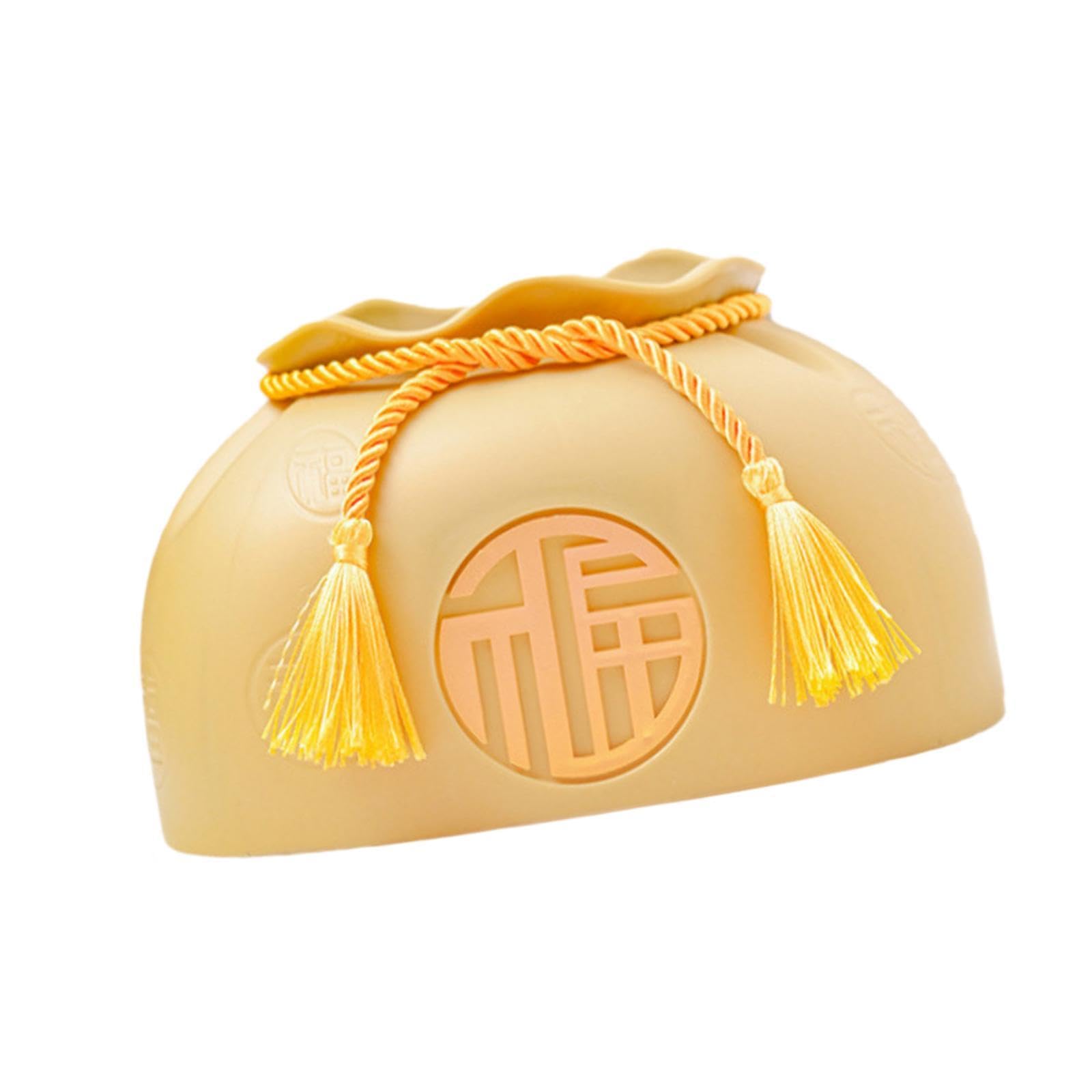 Tissue Box Cover Money Pocket Shape Facial Paper Holder for Desk Bedroom Office 18.5cmx14.0cm Gold-image-2
