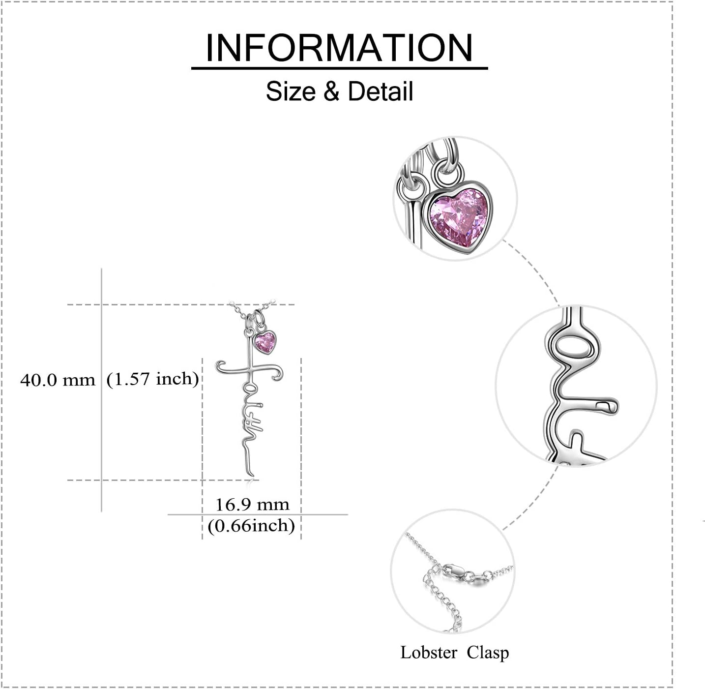 Faith Cross Necklace For Women Birthstone Sterling Silver with Simulated Birthstone Cross Jewelry Christian Gifts - Image 3