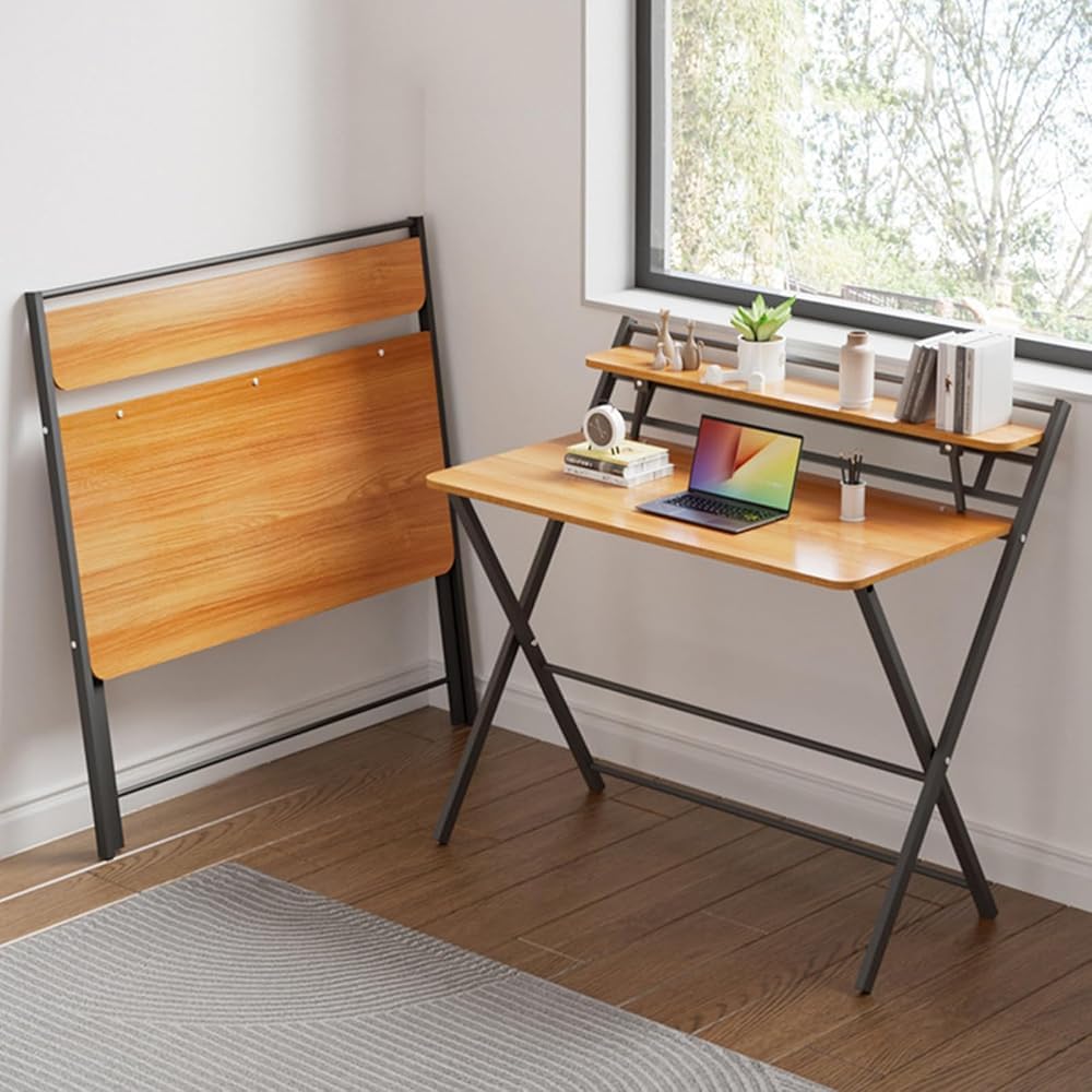 Moderno tavolino pieghevole piccolo, scrivania portatile salvaspazio, scrivania per computer con scomparti portaoggetti, scrivania per studenti e home office, senza accessori (dimensioni: 104 x 50 x